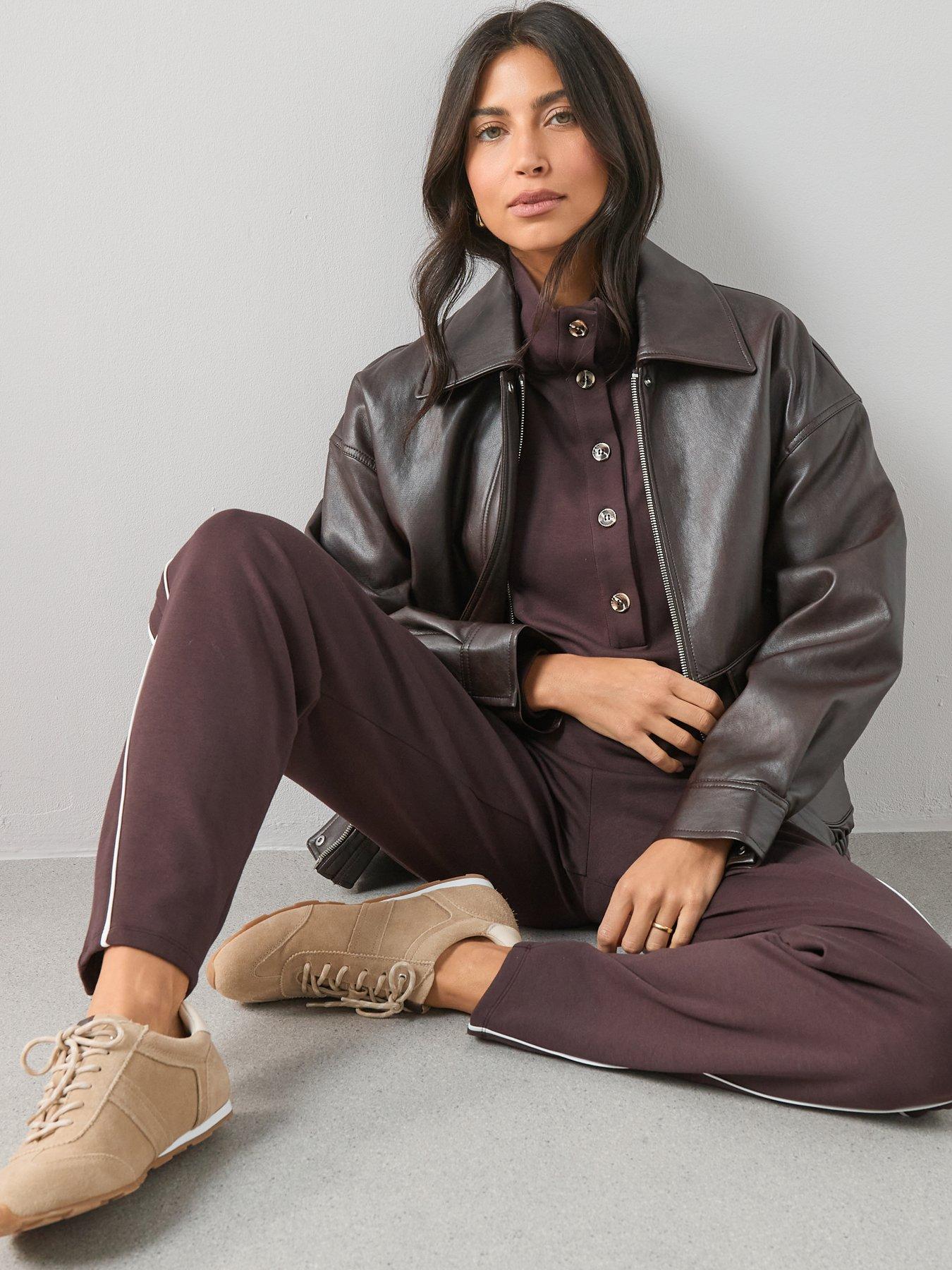Image 3 of 7 of The Very Collection Funnel Neck Soft Touch Modal Top - Brown