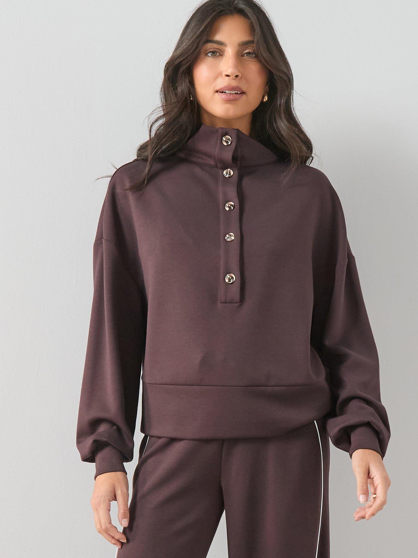Image 4 of 7 of The Very Collection Funnel Neck Soft Touch Modal Top - Brown