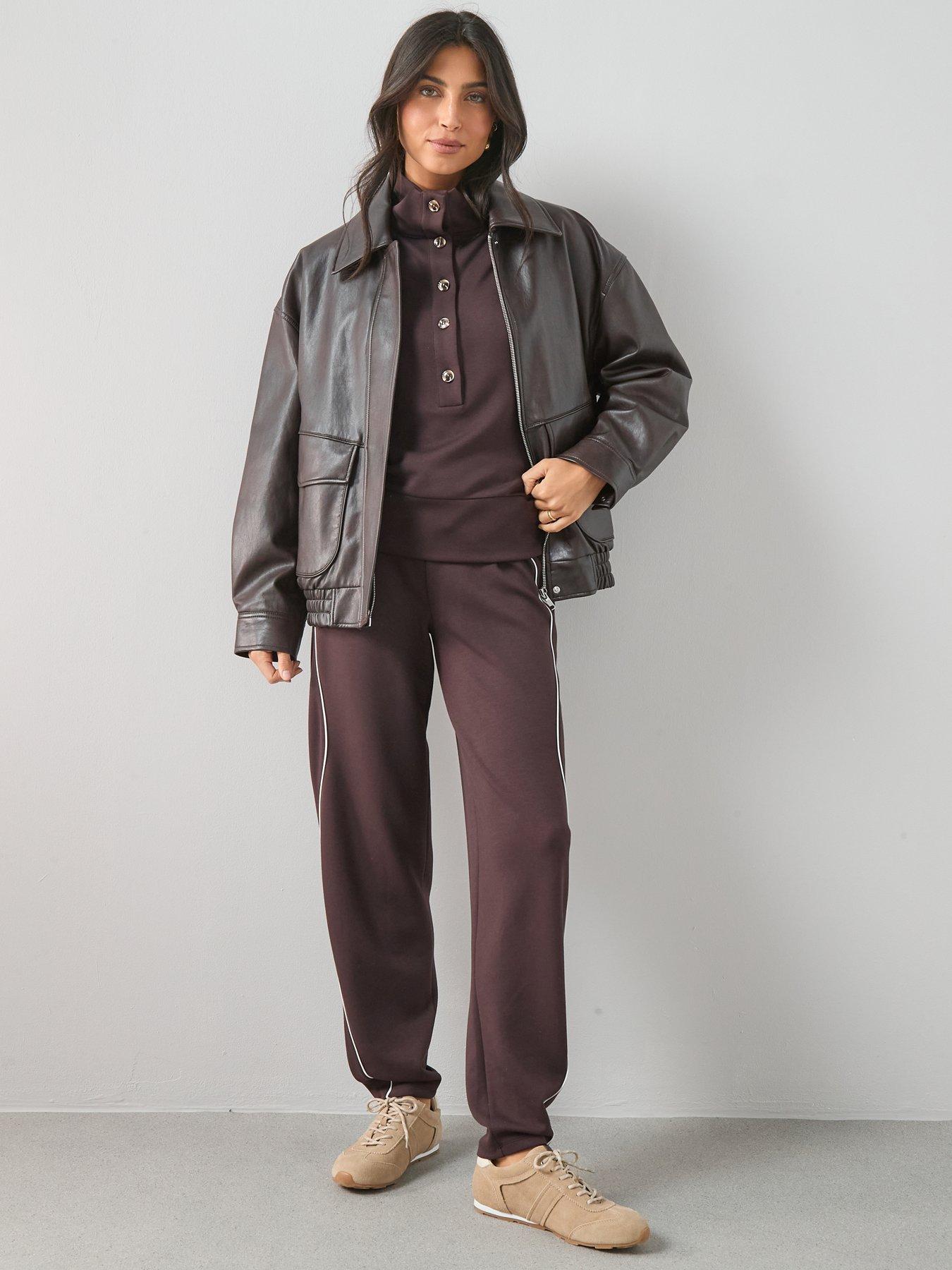 Image 6 of 7 of The Very Collection Funnel Neck Soft Touch Modal Top - Brown