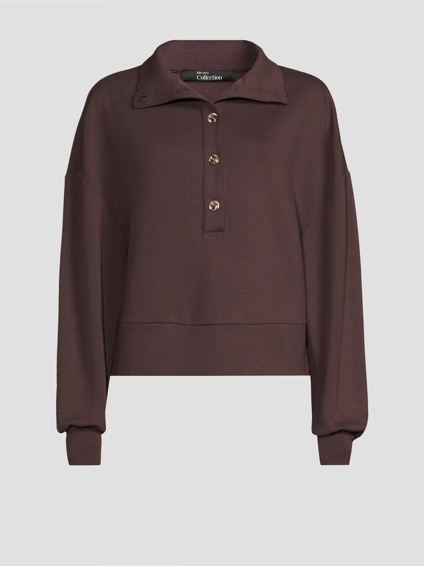 Image 7 of 7 of The Very Collection Funnel Neck Soft Touch Modal Top - Brown