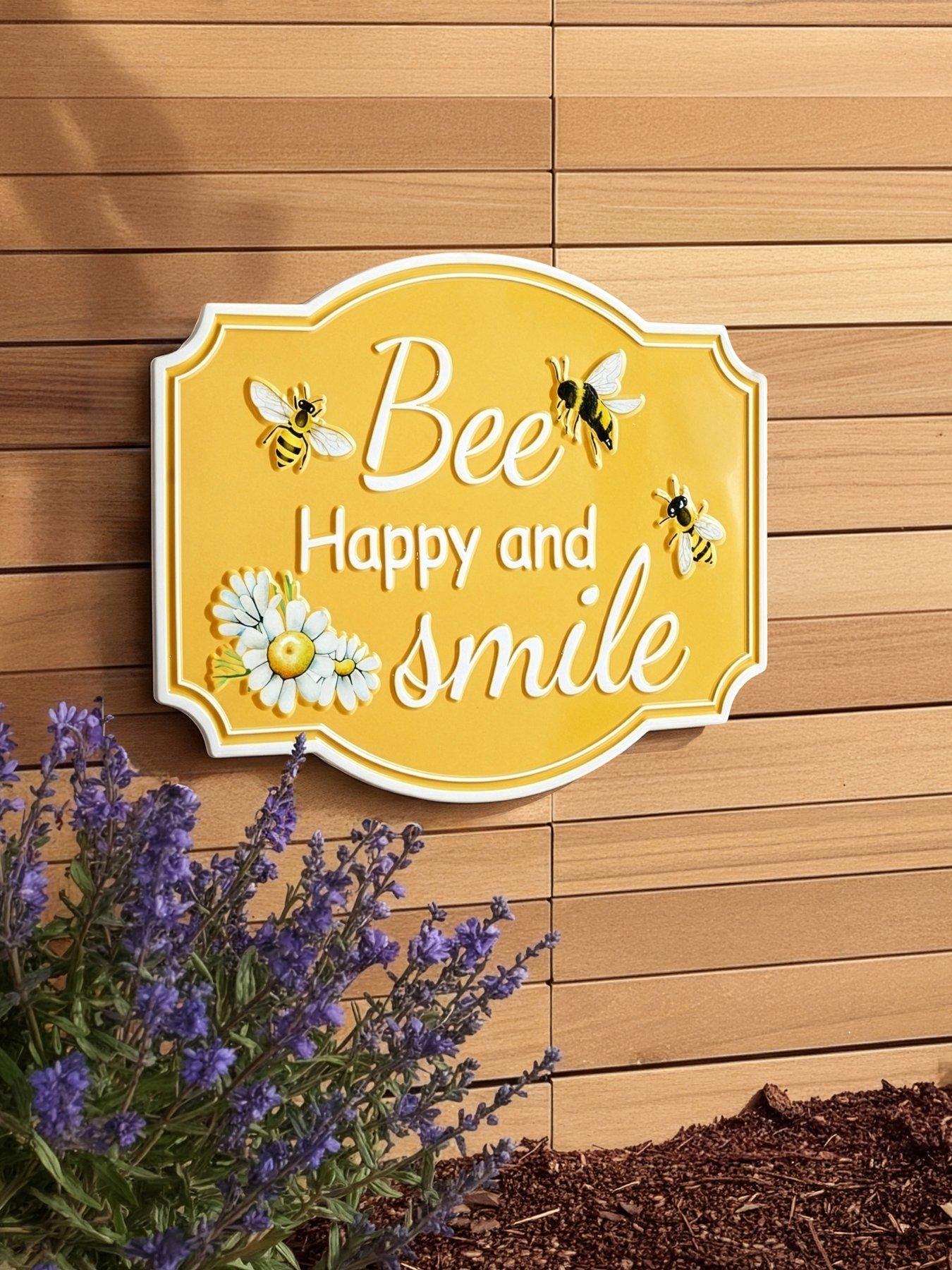 Heaven Sends Metal Bee Happy And Smile Sign