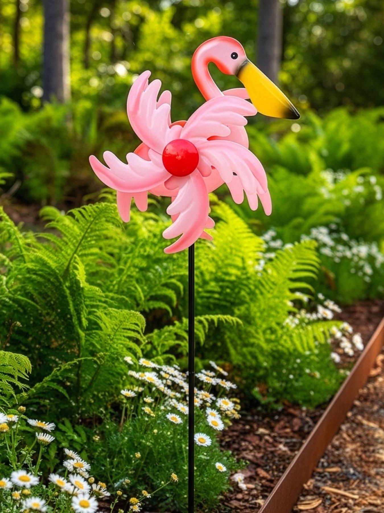 Heaven Sends Small Flamingo Garden Stake Spinner