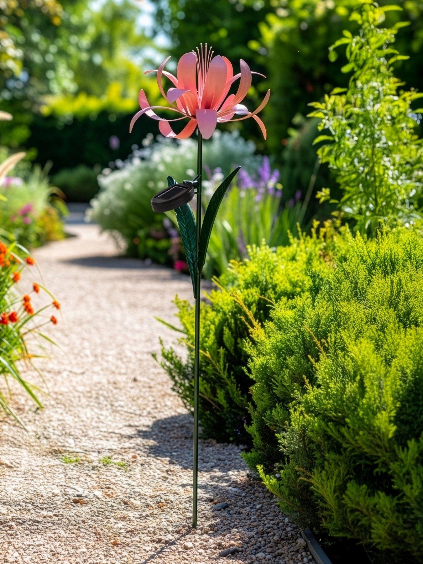 front image of heaven-sends-solar-pink-iris-stake