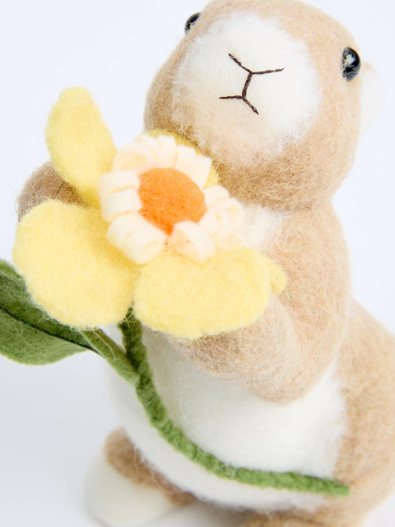 Image 4 of 4 of Heaven Sends Felt Rabbit With Yellow Flower