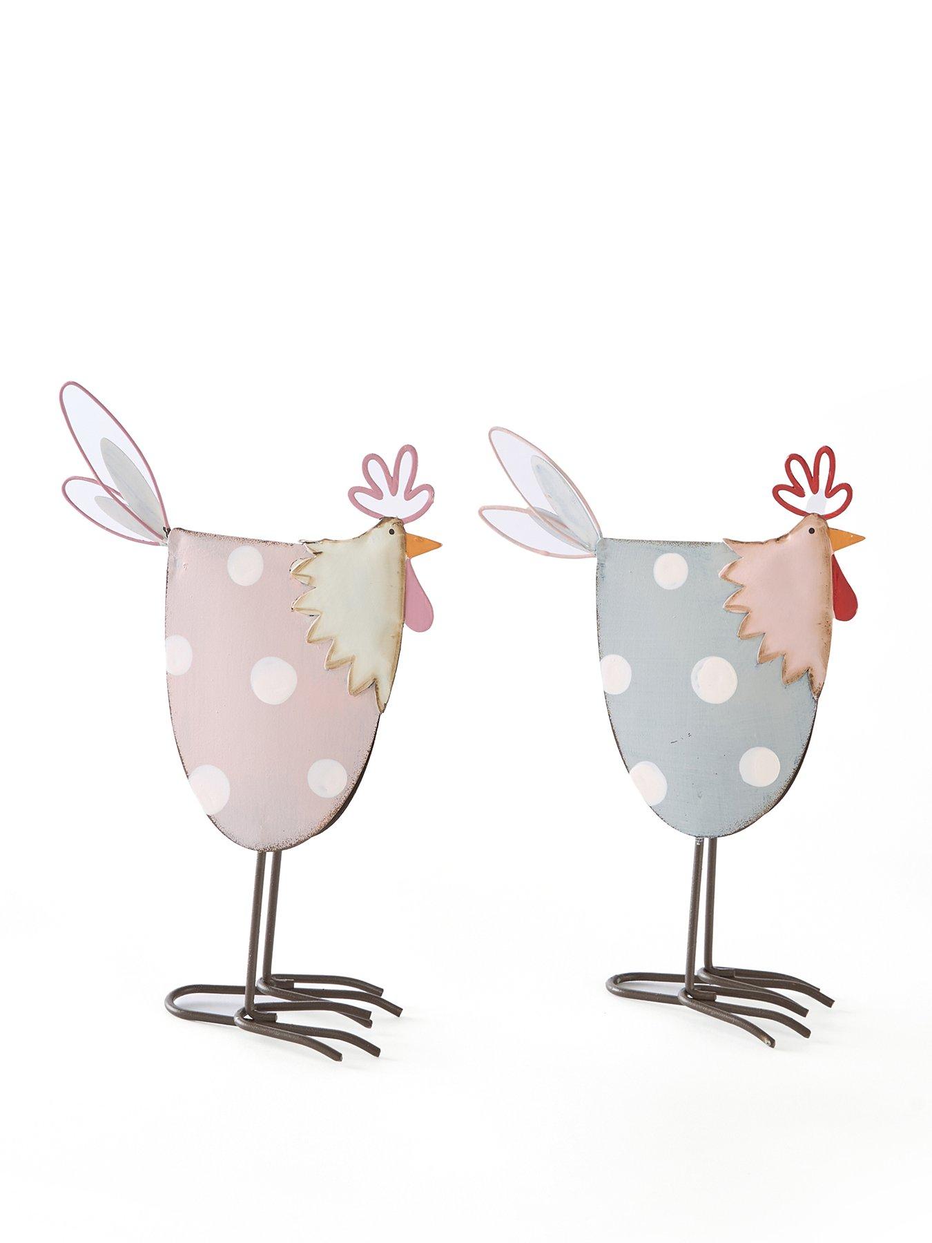 Image 2 of 7 of Heaven Sends Pink And Grey Metal Chicken Set of&nbsp;2