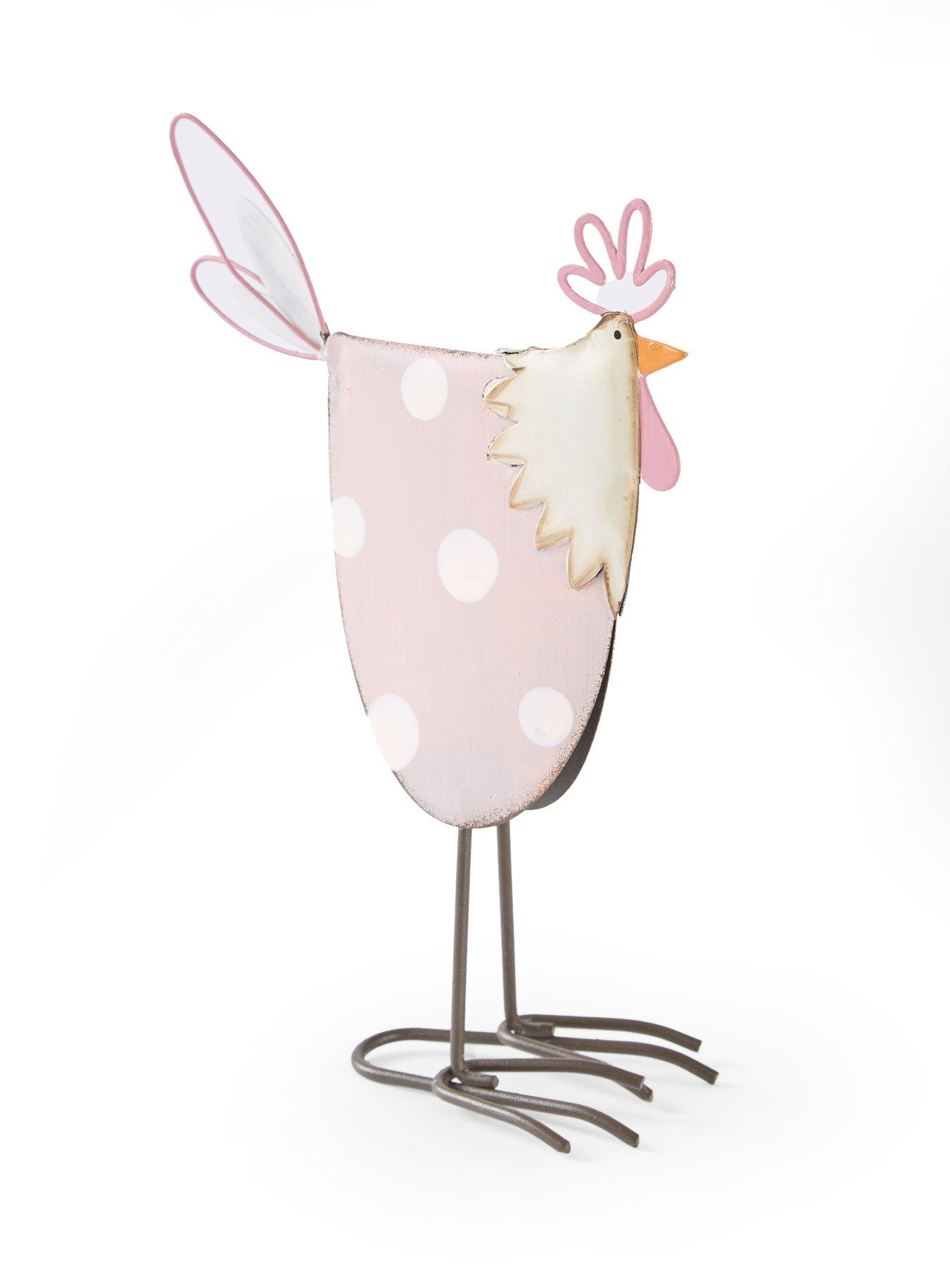 Image 4 of 7 of Heaven Sends Pink And Grey Metal Chicken Set of&nbsp;2