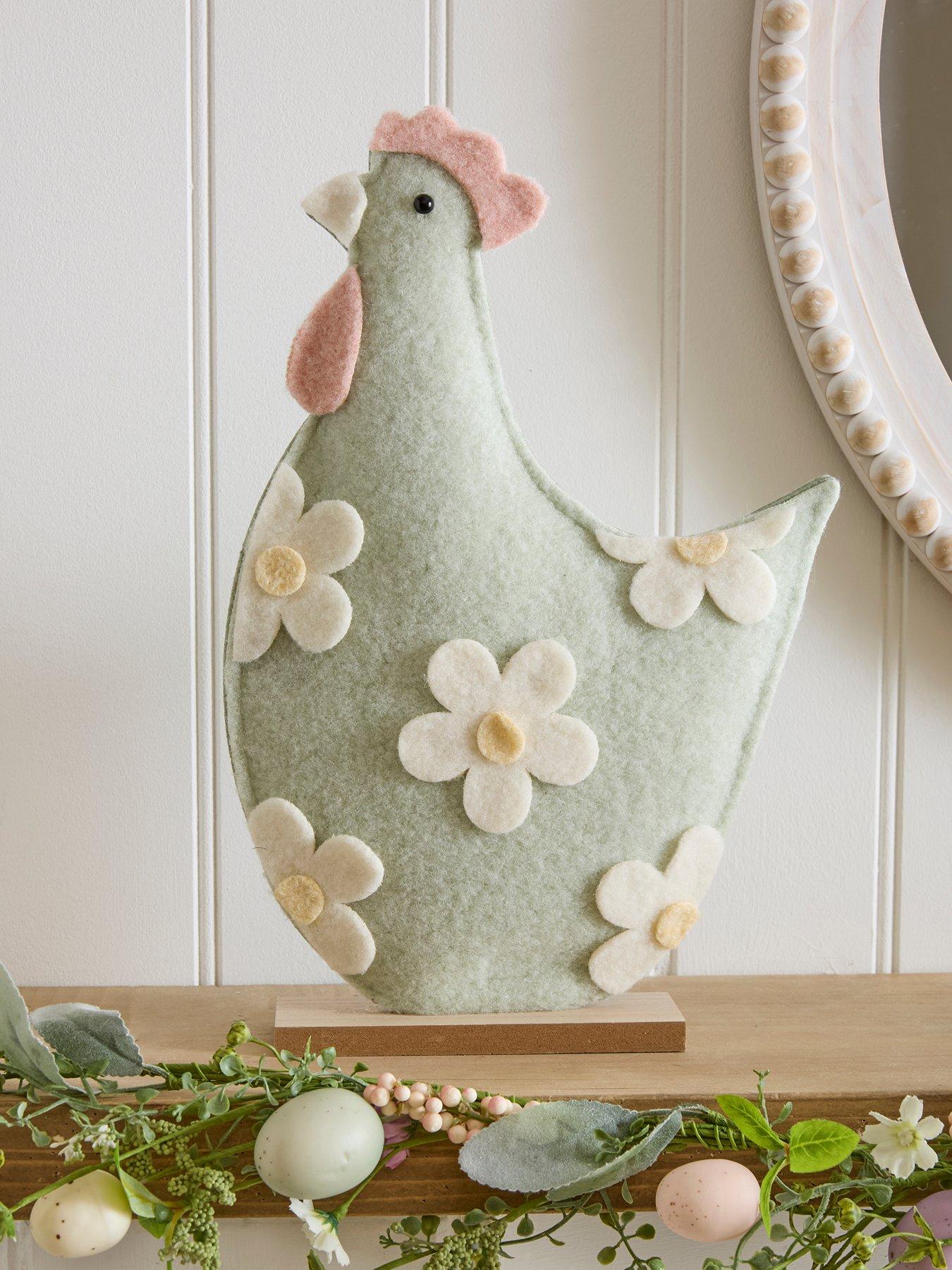 Heaven Sends Green Floral Felt Chicken Ornament