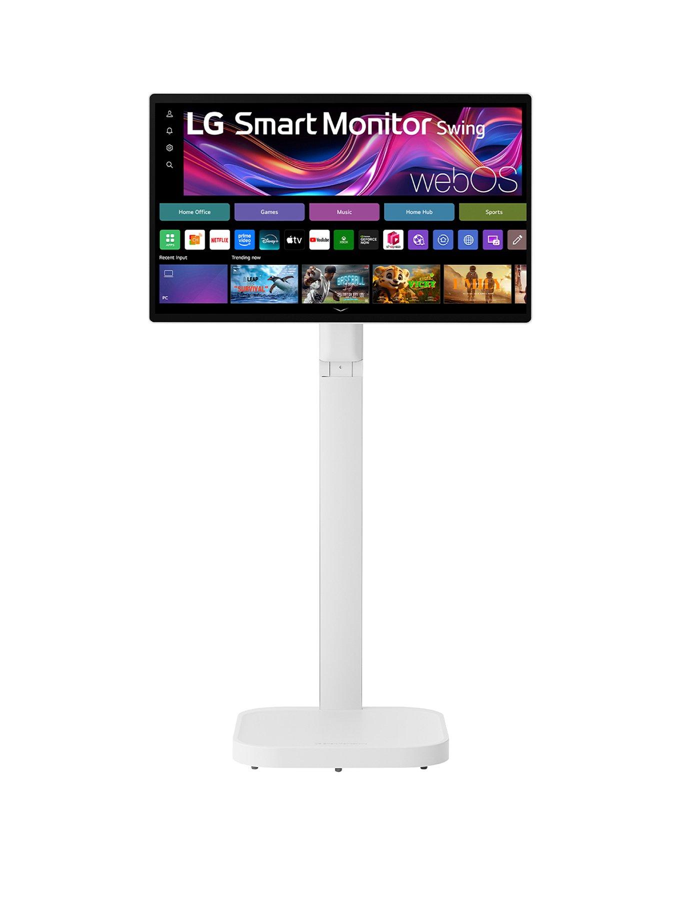 front image of lg-32-lg-smart-monitor-swing-4k-ips-touch-display-adjustable-stand-with-wheels-webos-white