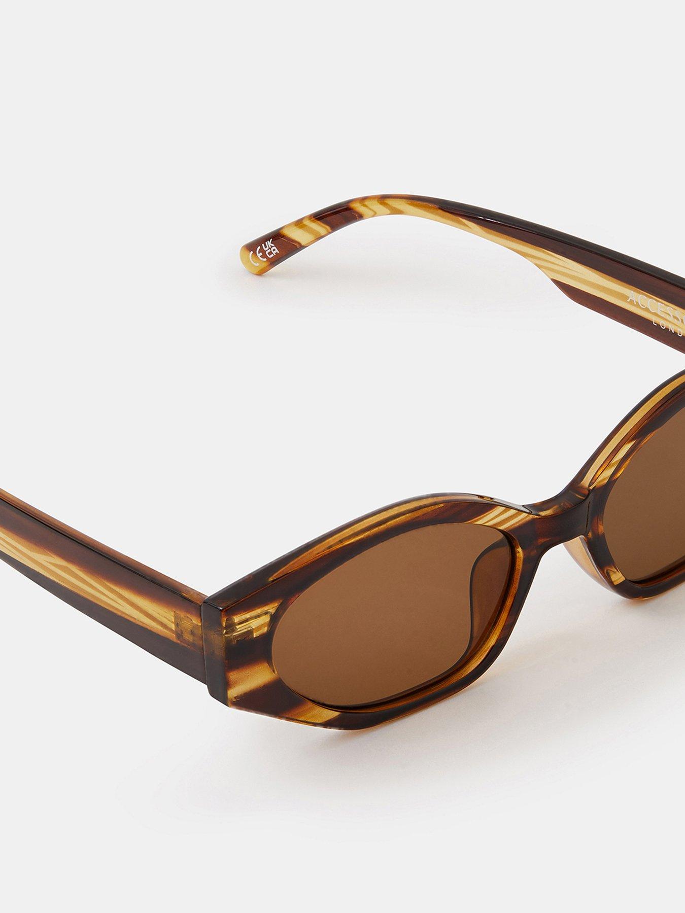 Image 3 of 3 of Accessorize Oval Stripe Tort Sunglasses