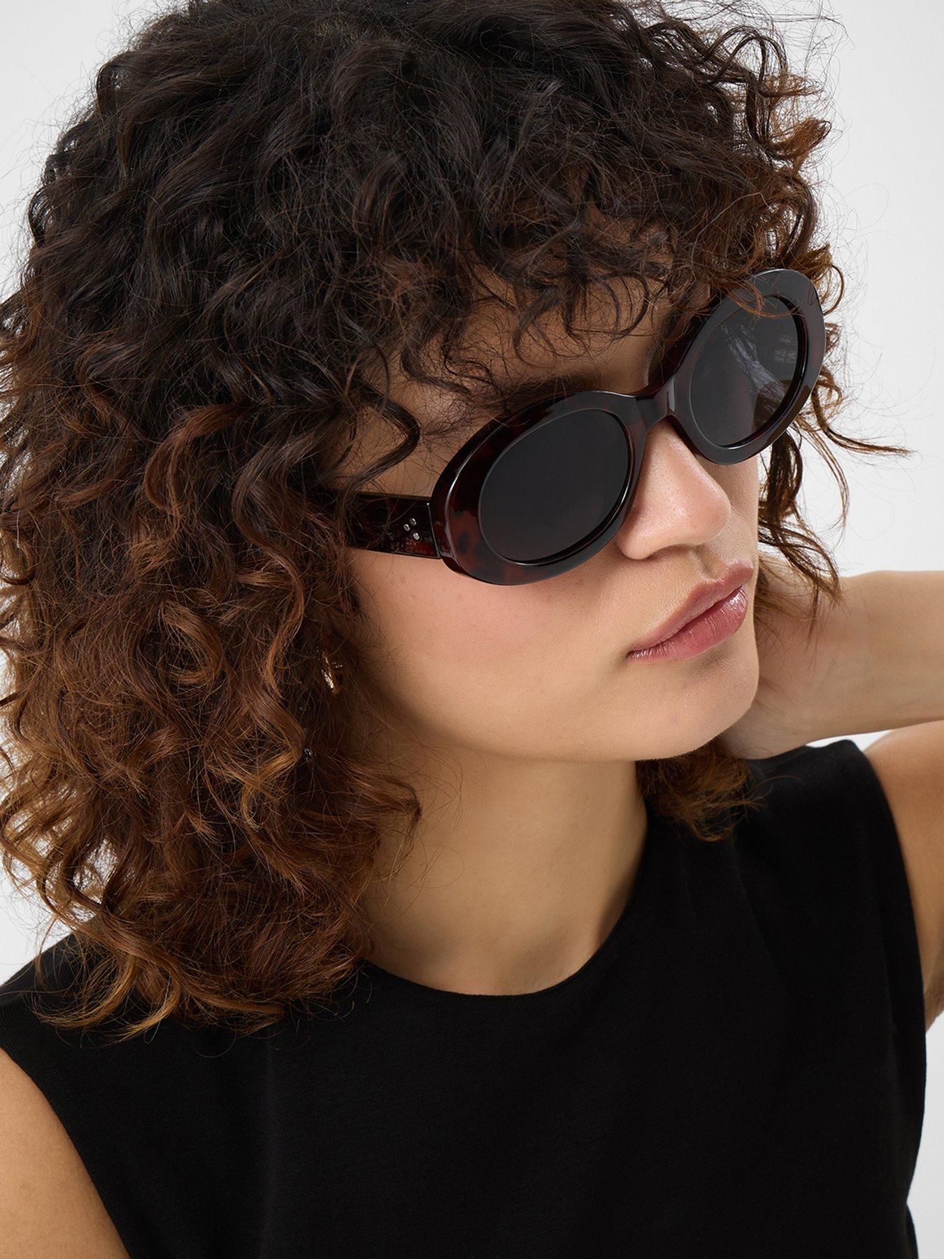  image of accessorize-chunky-tort-oval-sunglasses