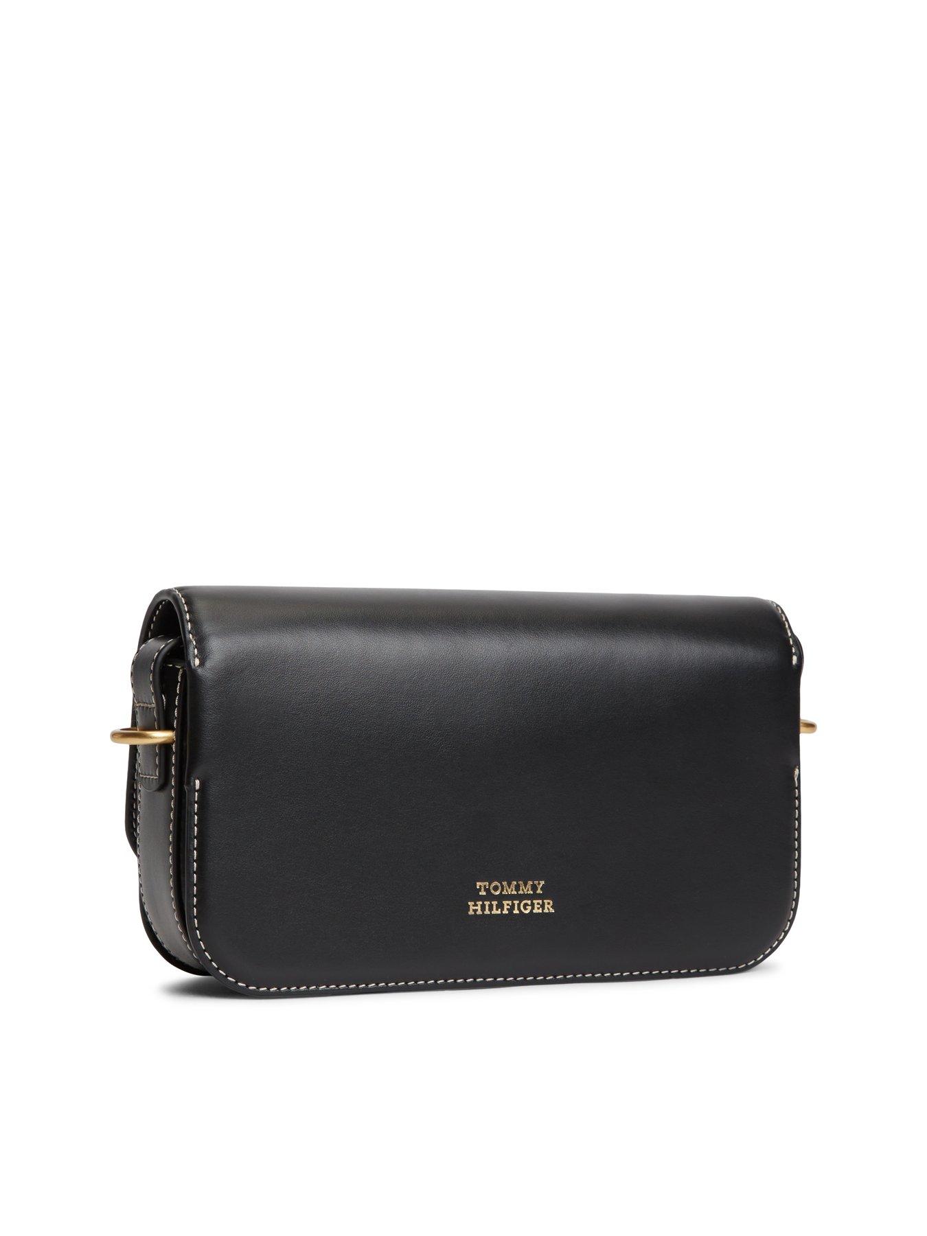 Image 2 of 4 of Tommy Hilfiger Script Flap Leather Crossbody Bag - Black