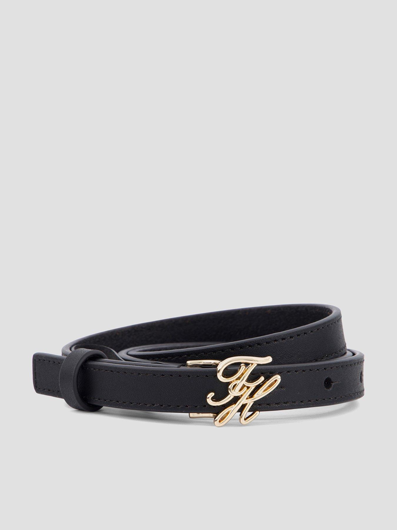 front image of tommy-hilfiger-script-belt-black