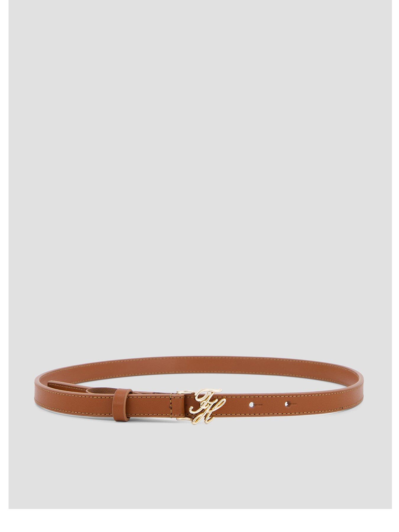 front image of tommy-hilfiger-script-belt-brown