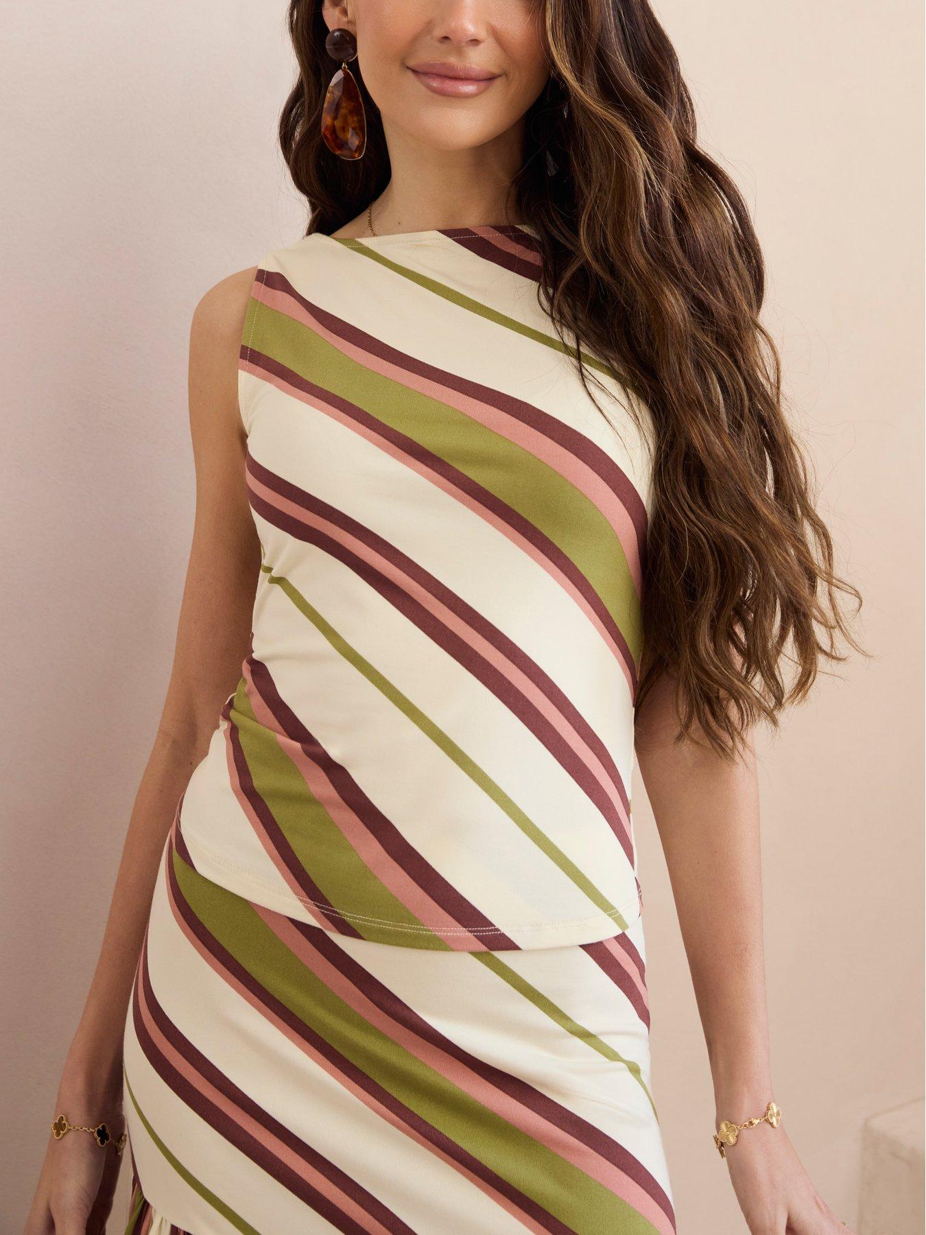 Image 4 of 5 of Michelle Keegan Stripe Tank Top - Multi