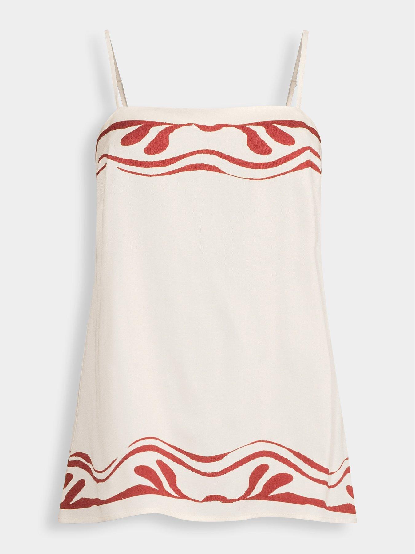 Image 5 of 5 of Michelle Keegan Printed Co Ord&nbsp;Longline Cami Top - White