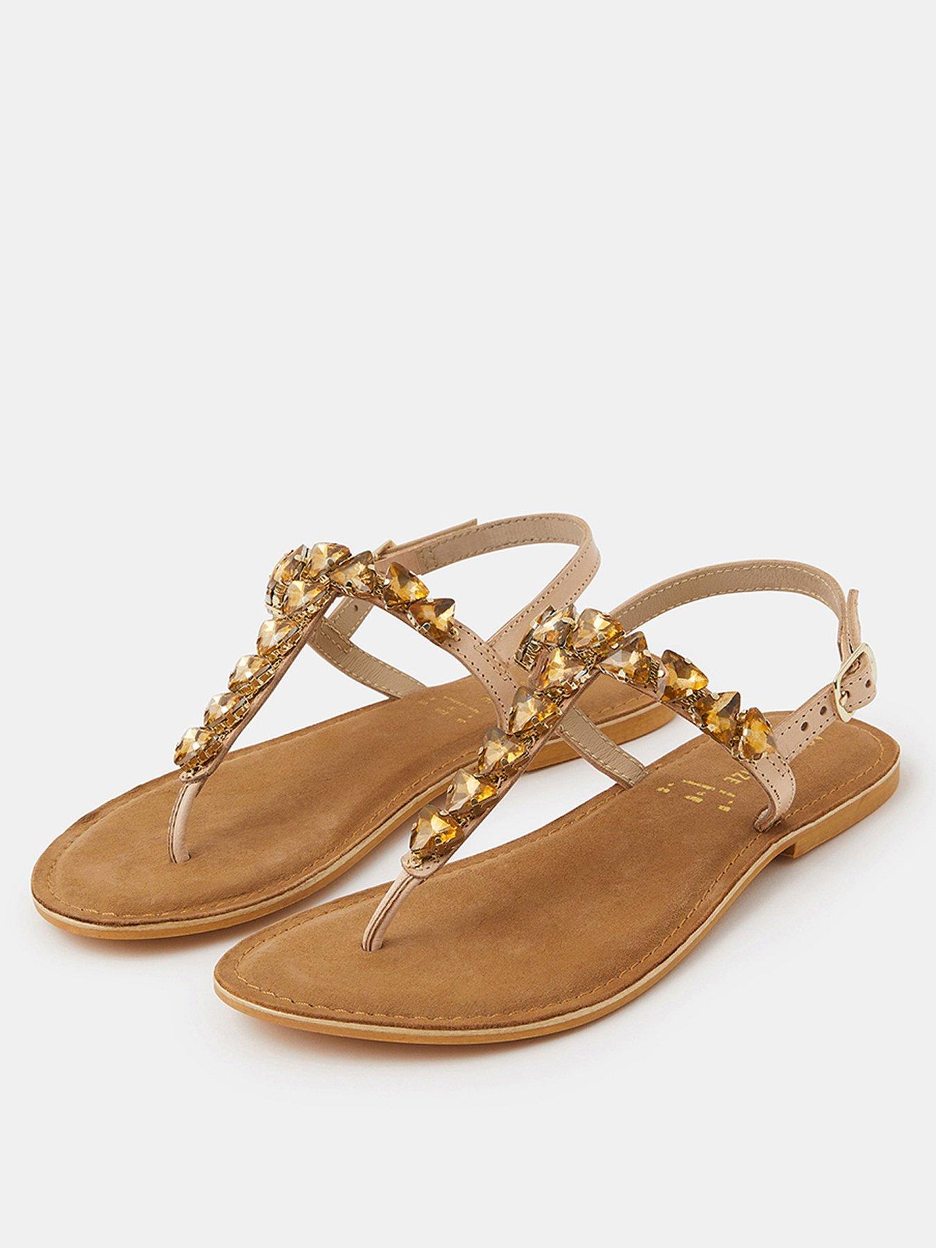 Image 2 of 4 of Accessorize Gemstone Leather Sandals