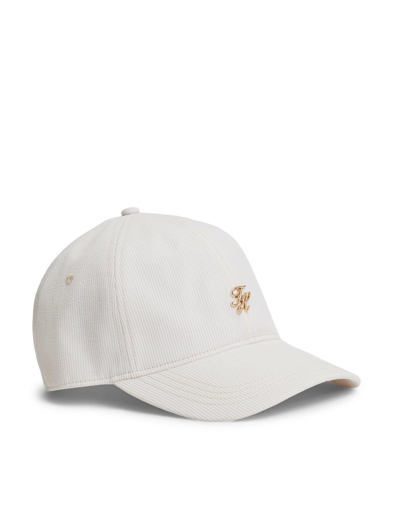 Tommy Hilfiger Stripe Seersucker Logo Plaque Baseball Cap - Beige