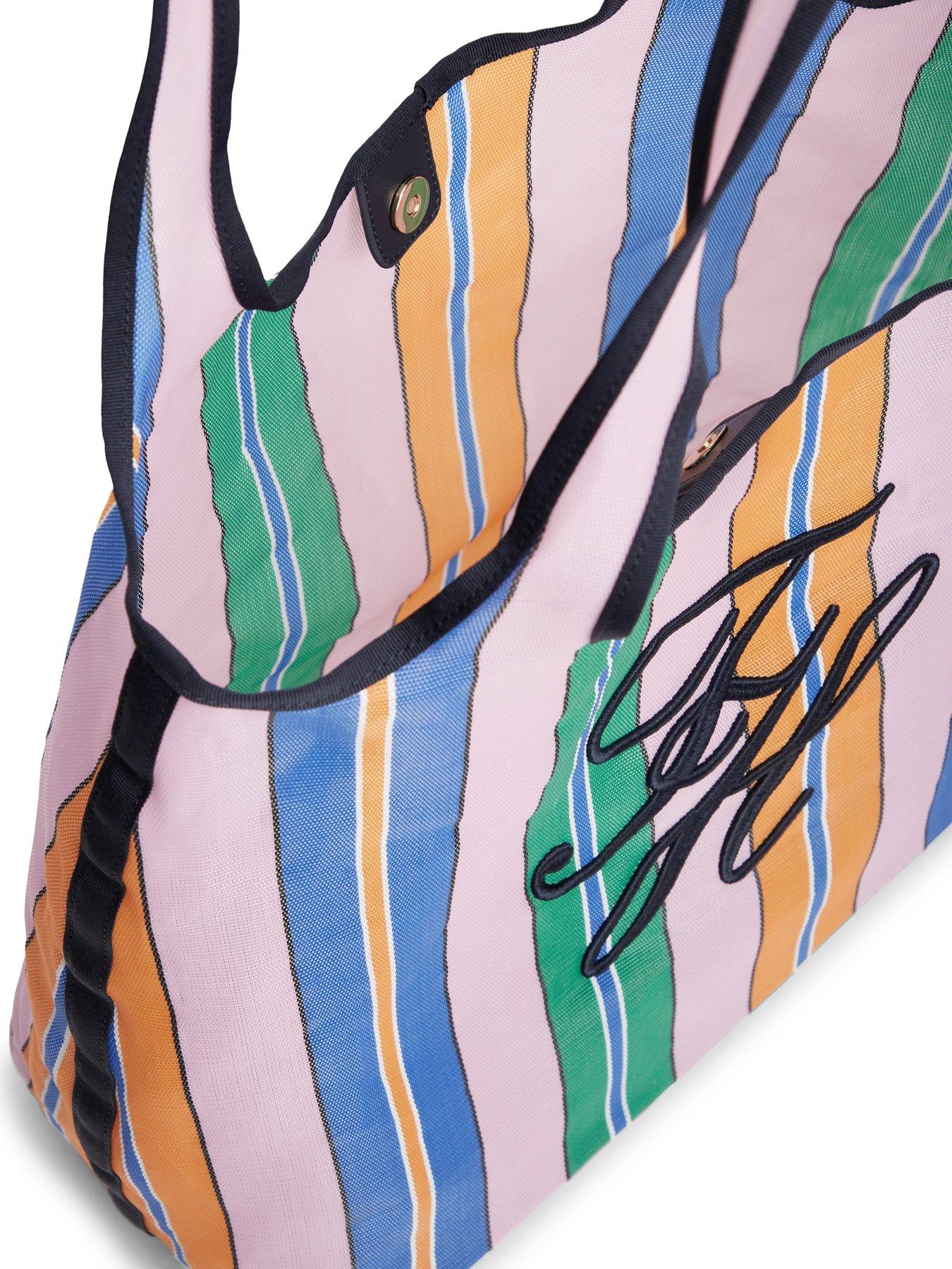 Image 3 of 4 of Tommy Hilfiger TH Summer Mesh Tote Bag with Pouch - Pink Multi