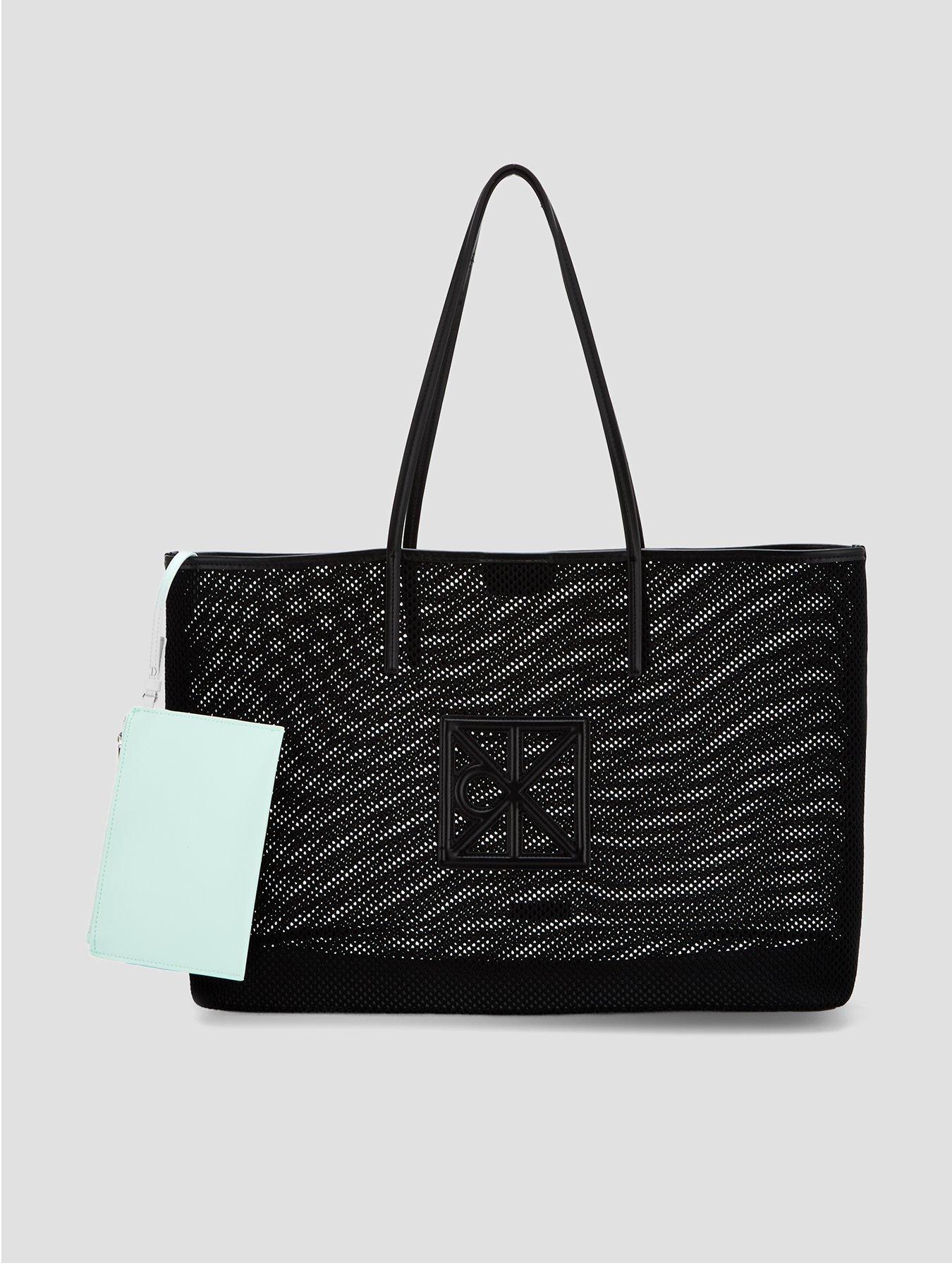 Image 1 of 5 of Calvin Klein Emblem Mesh XL Tote - Black