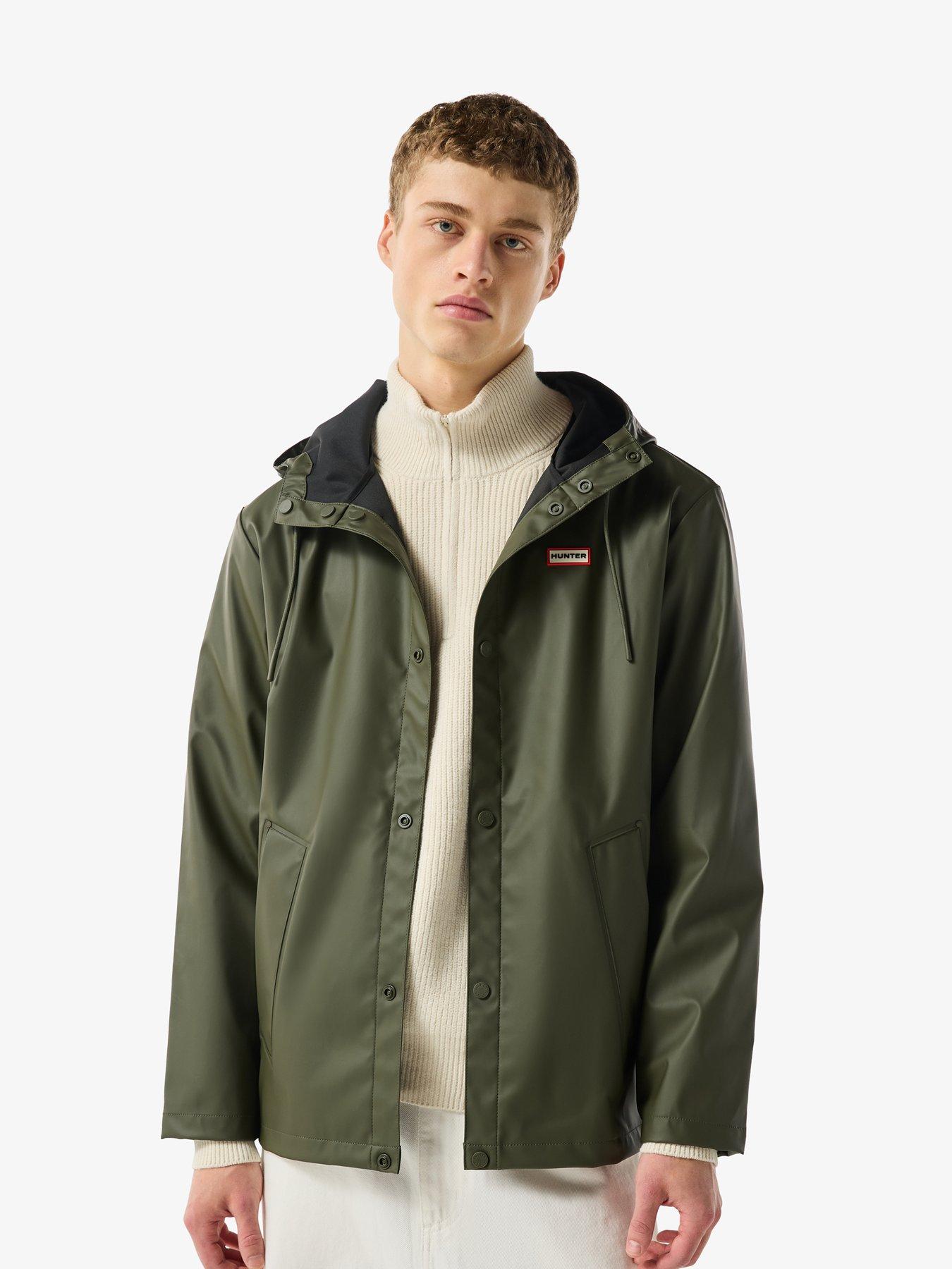 Hunter Mens Izzy PU Hooded Jacket - Green