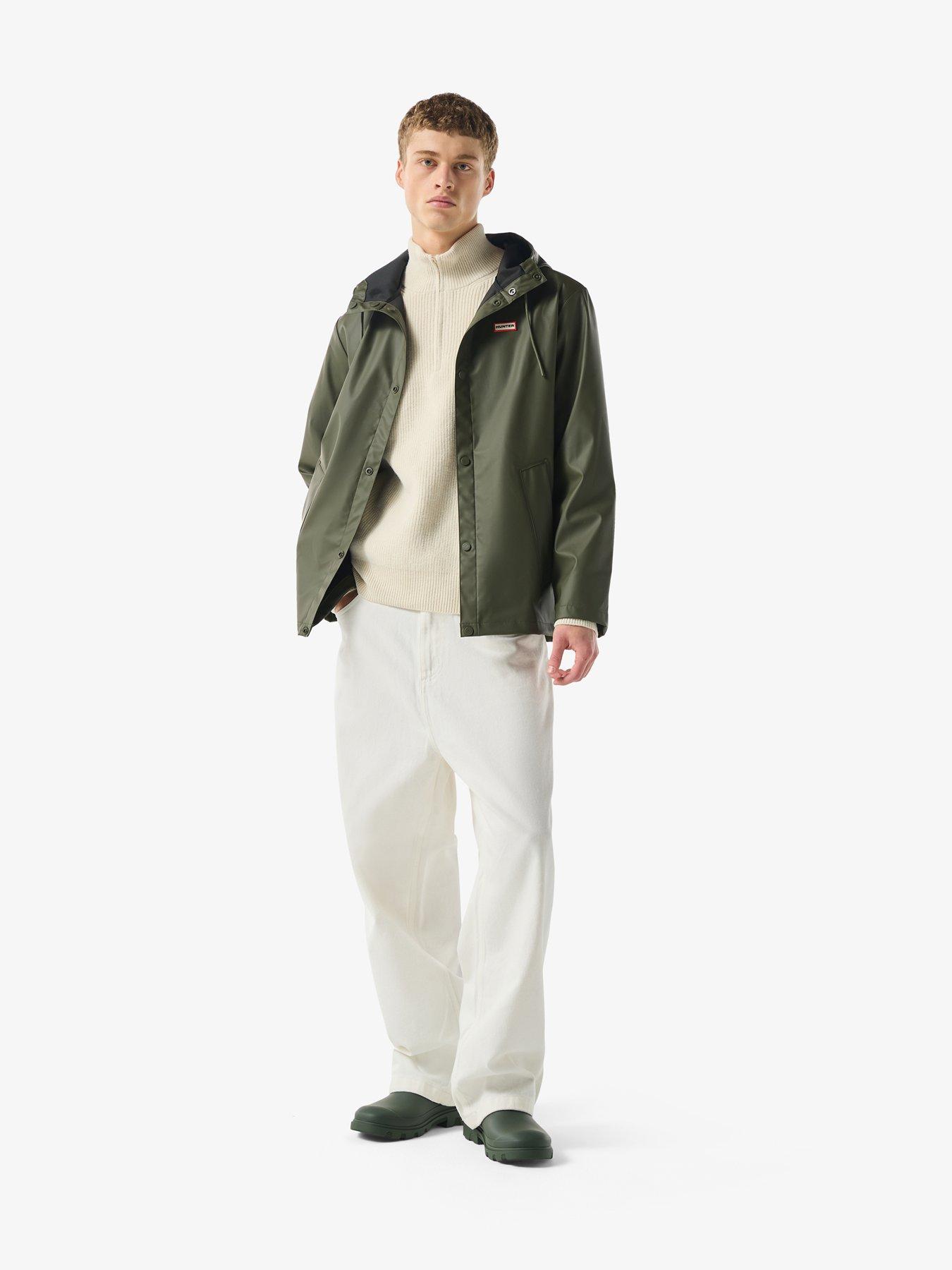  image of hunter-mens-izzy-pu-hooded-jacket-green