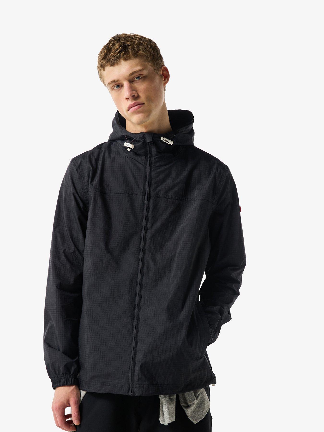 image of hunter-mens-packable-rain-jacket-black