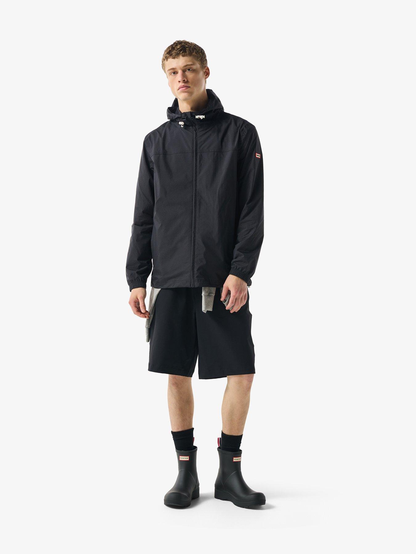 image of hunter-mens-packable-rain-jacket-black