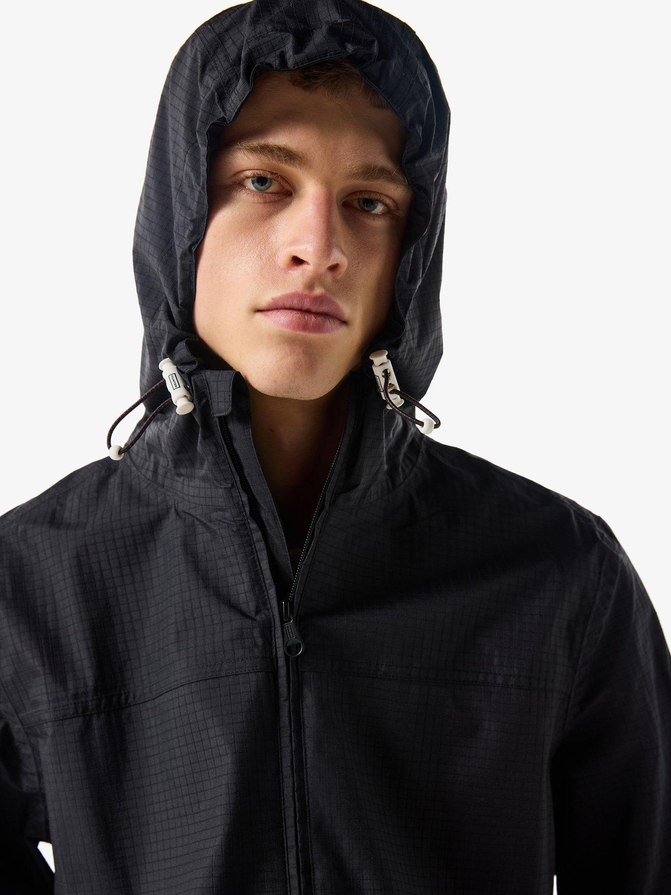  image of hunter-mens-packable-rain-jacket-black