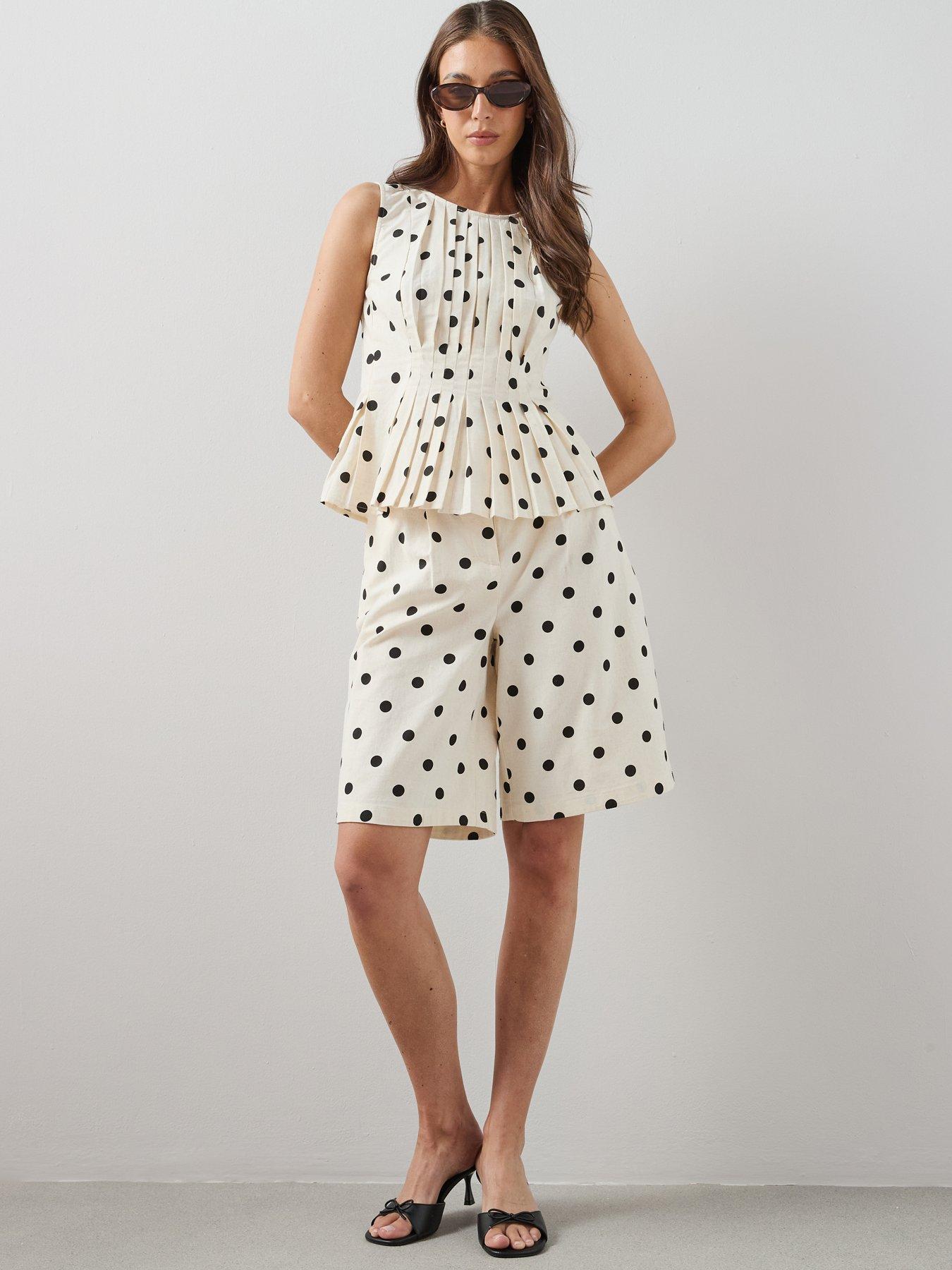 Image 1 of 6 of The Very Collection Polka Dot Tailored Jorts Co-Ord - Print