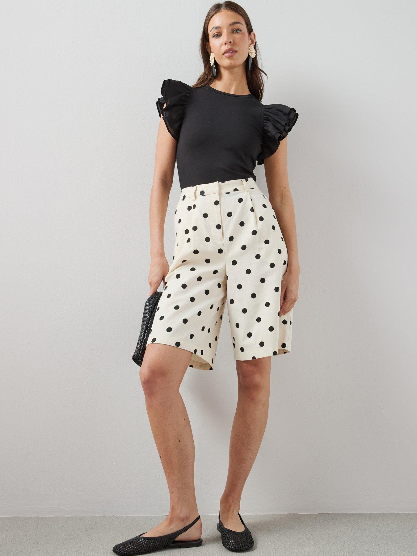Image 3 of 6 of The Very Collection Polka Dot Tailored Jorts Co-Ord - Print