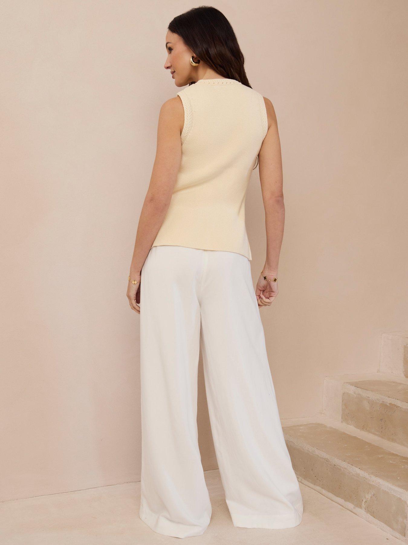 Image 2 of 4 of Michelle Keegan Linen Blend Wide Leg Trouser - White