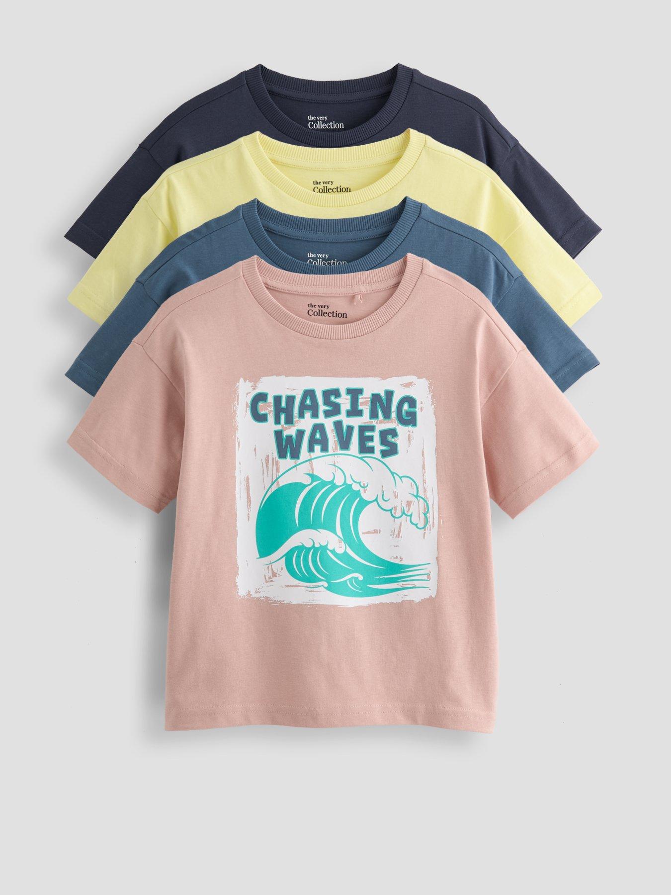 The Very Collection Boys 4 Pack Chasing Waves Short Sleeve T-Shirts - Multi