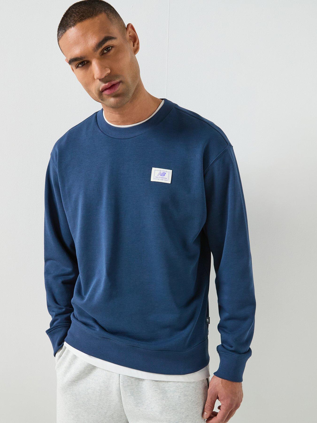 New Balance Mens Woven Label Crew - Blue