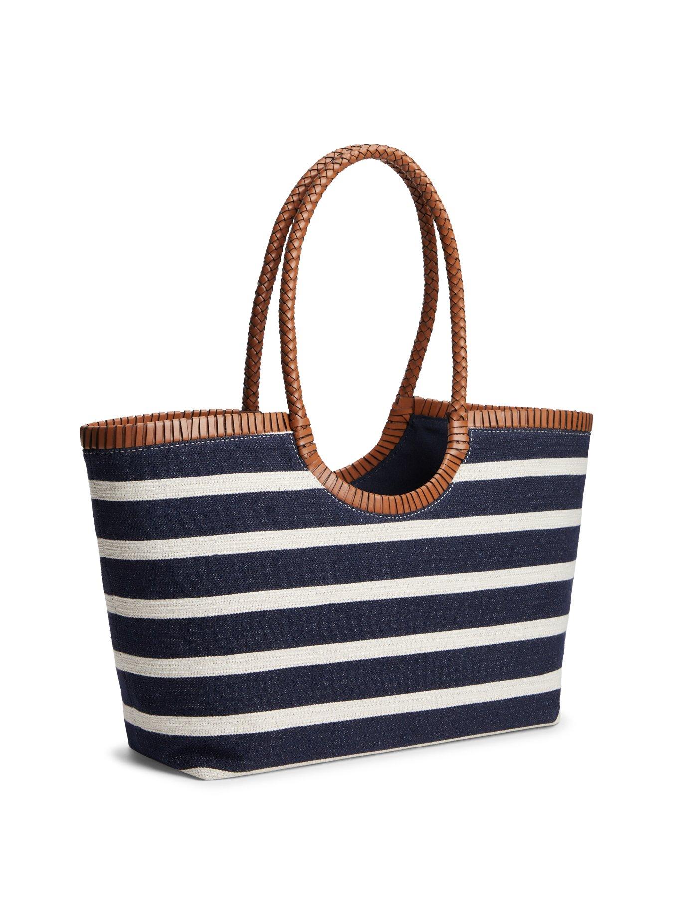 Image 2 of 4 of Tommy Hilfiger Stripe Textured Logo Tote Bag - Blue