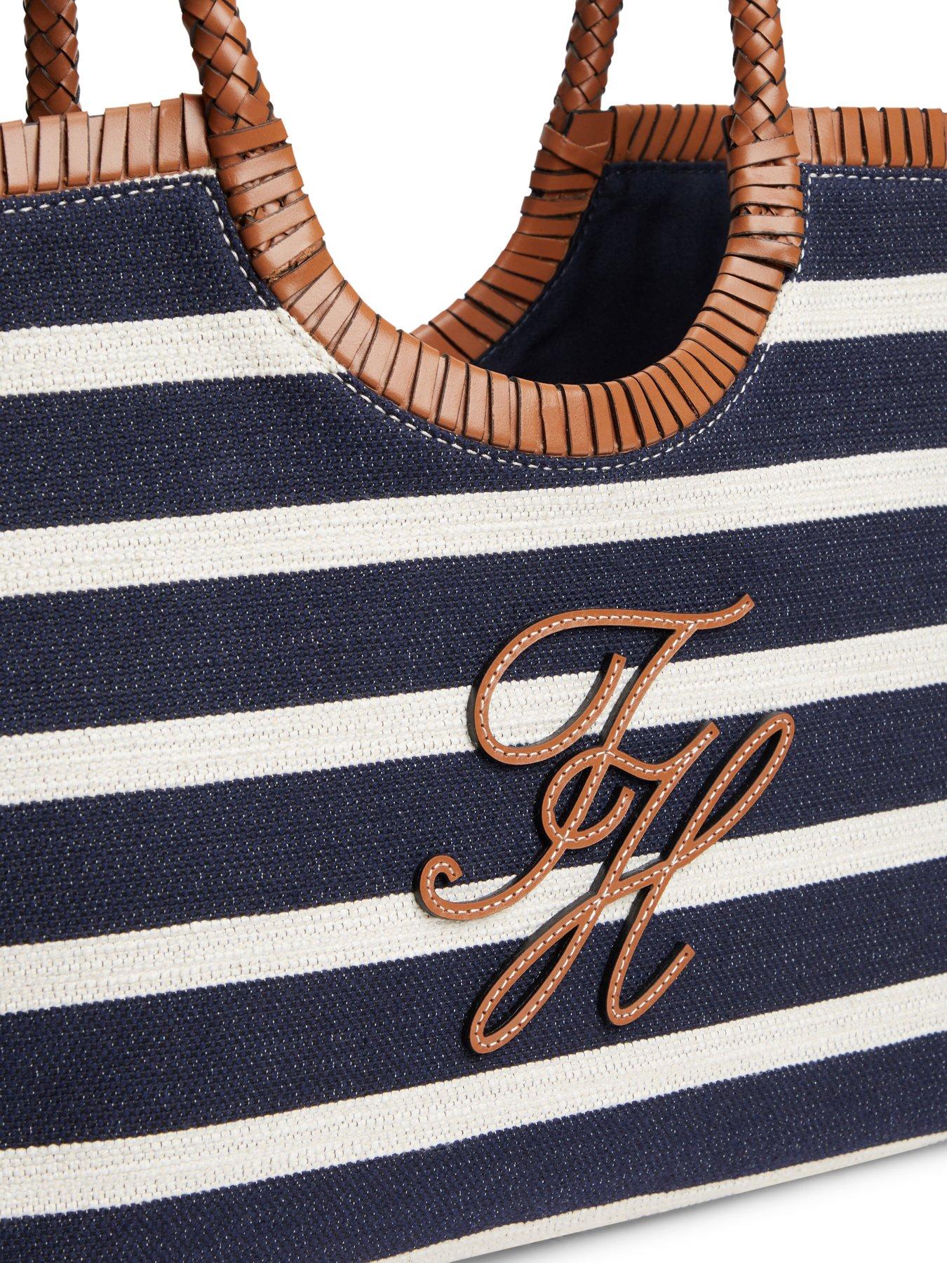 Image 4 of 4 of Tommy Hilfiger Stripe Textured Logo Tote Bag - Blue
