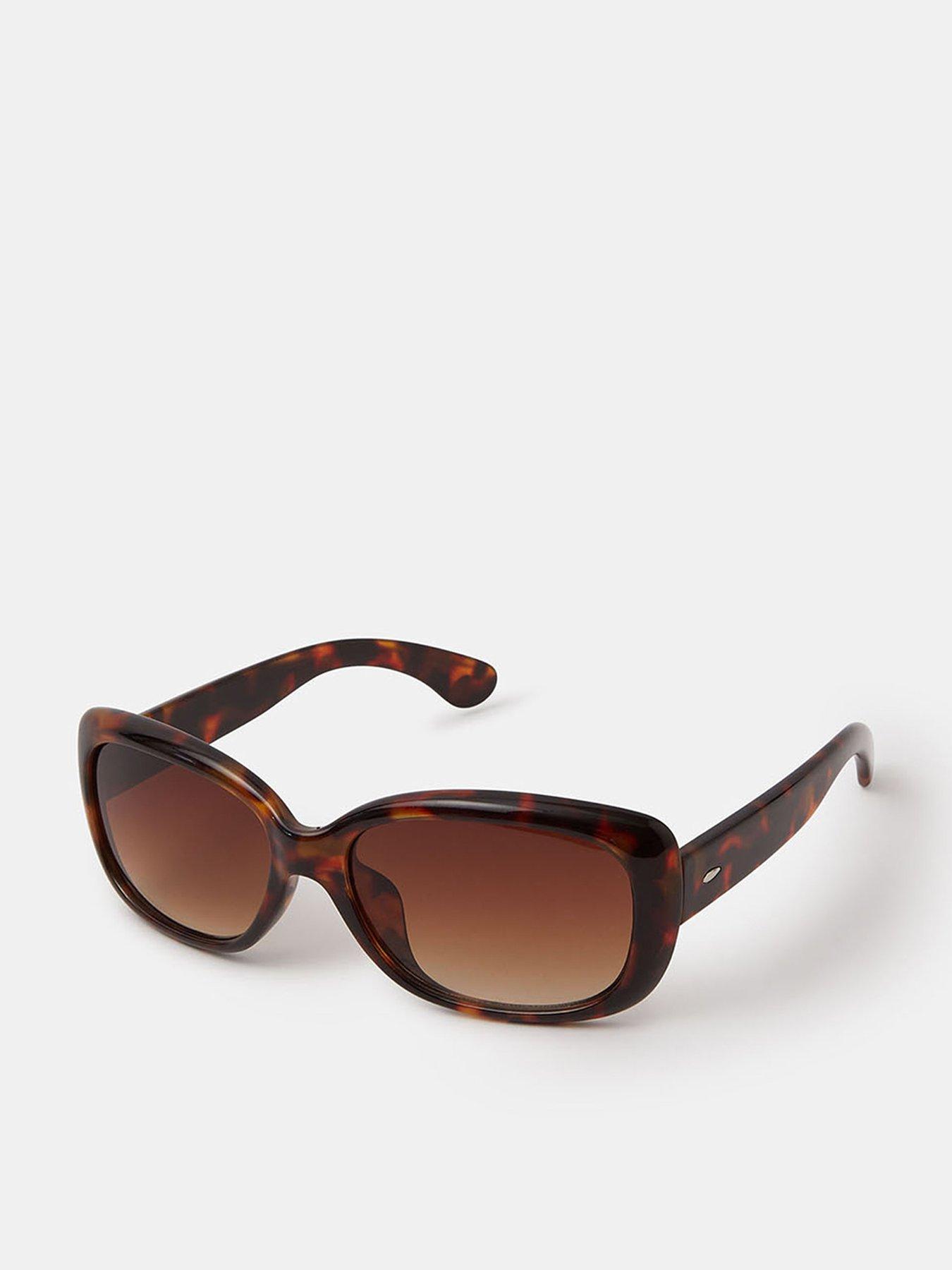 front image of accessorize-rectangle-tort-wrap-sunglasses