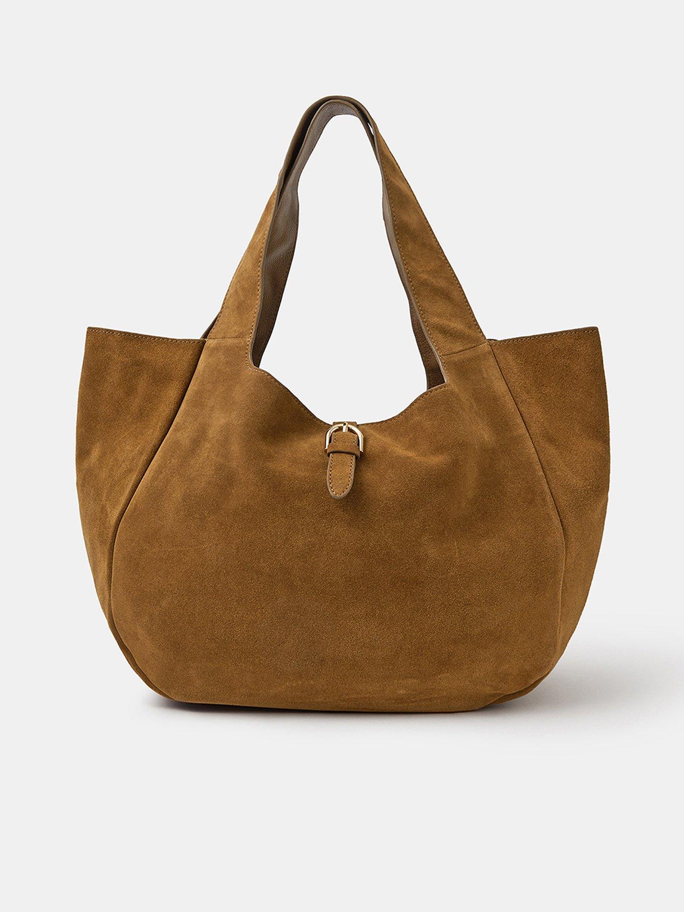  image of accessorize-suede-buckle-strap-shoulder-bag