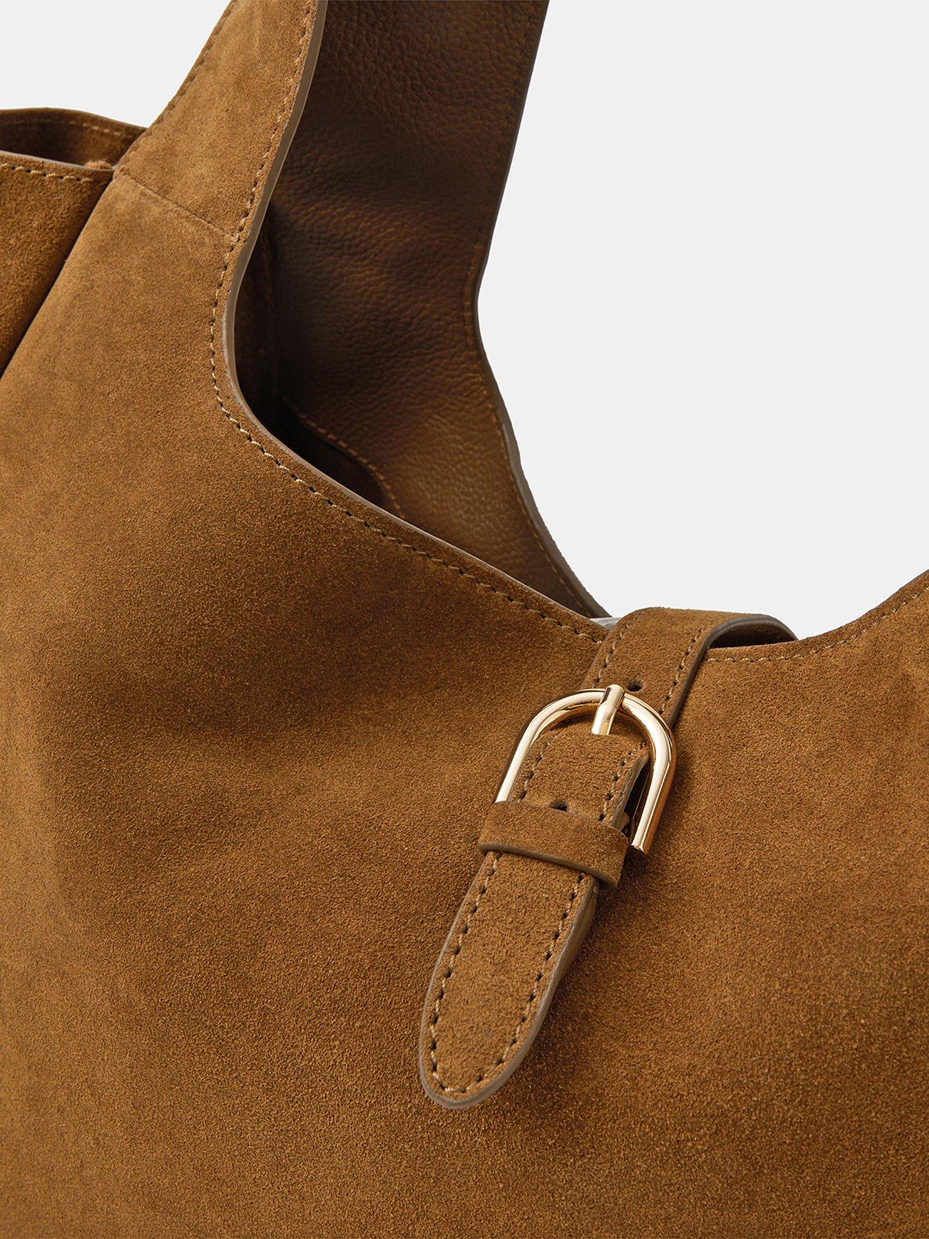  image of accessorize-suede-buckle-strap-shoulder-bag