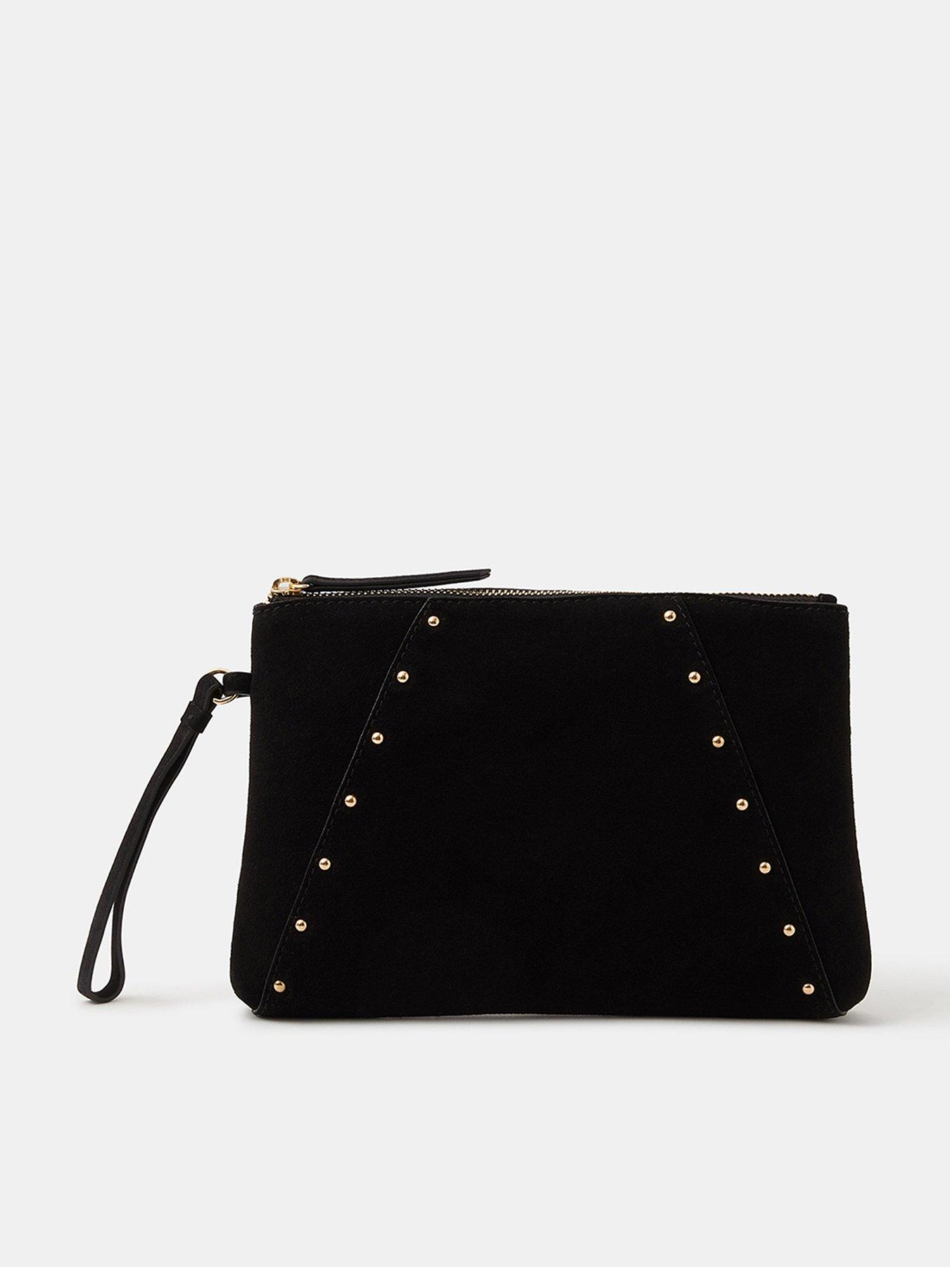  image of accessorize-stud-suede-clutch-bag