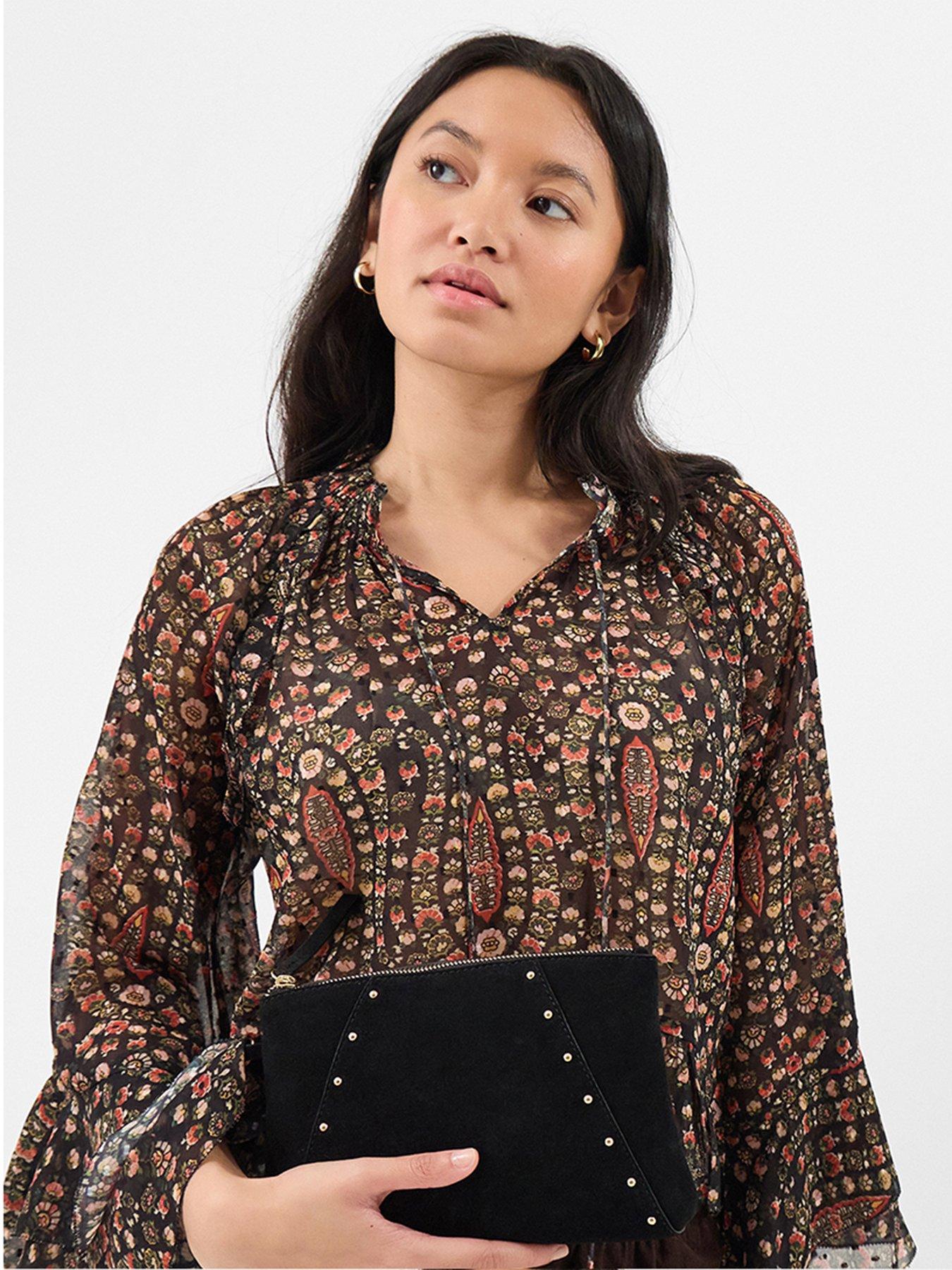  image of accessorize-stud-suede-clutch-bag