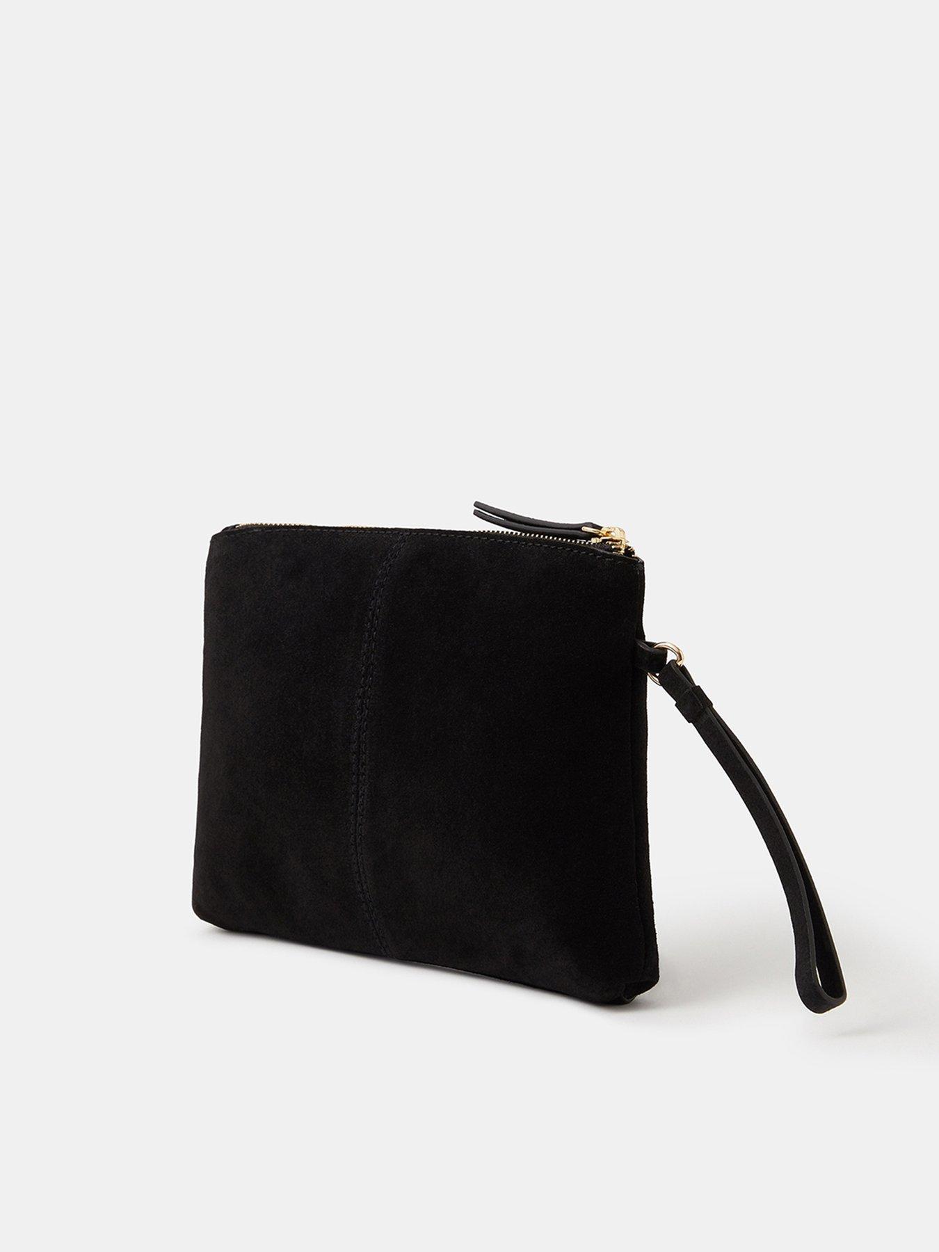  image of accessorize-stud-suede-clutch-bag