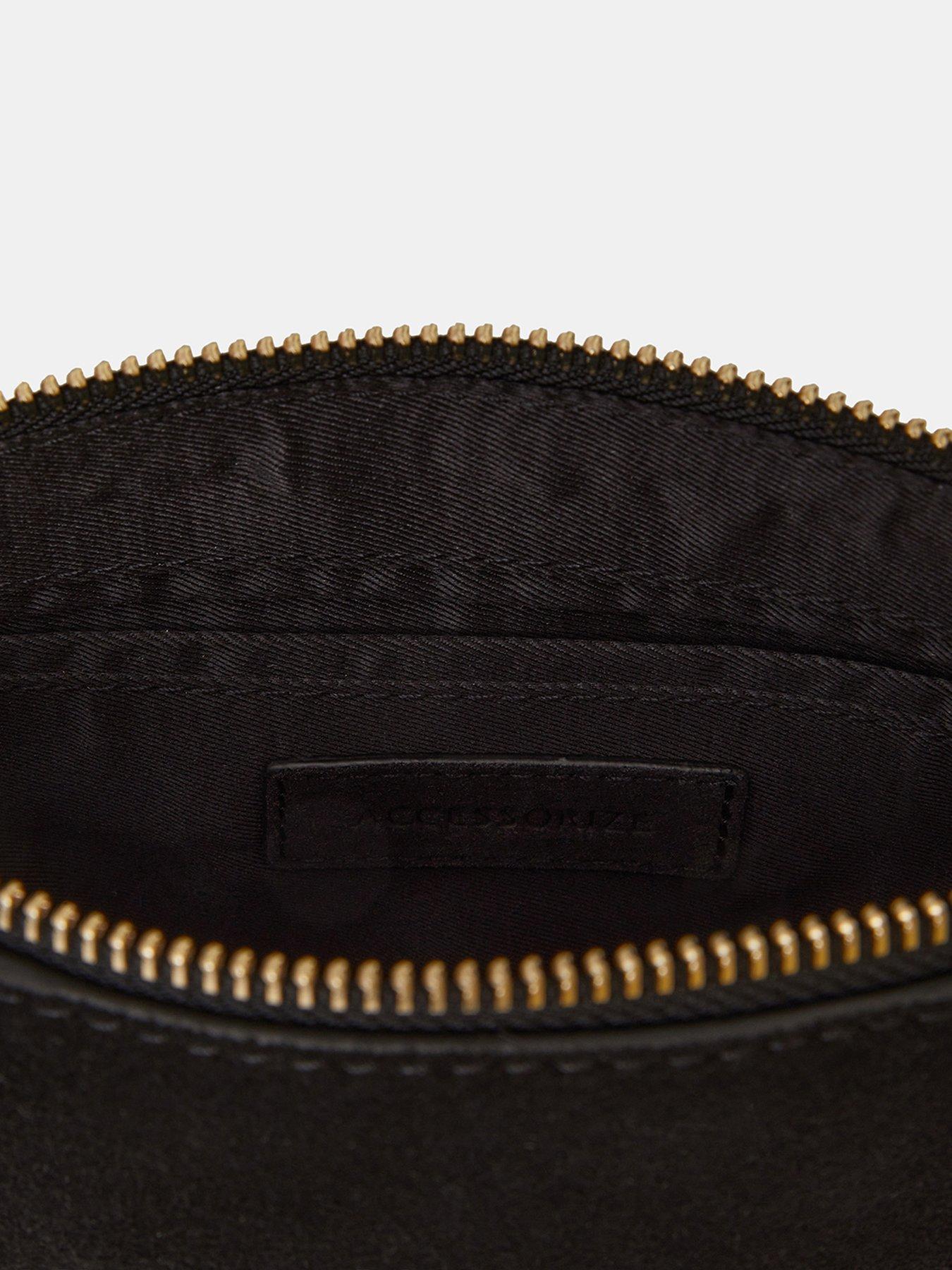  image of accessorize-stud-suede-clutch-bag