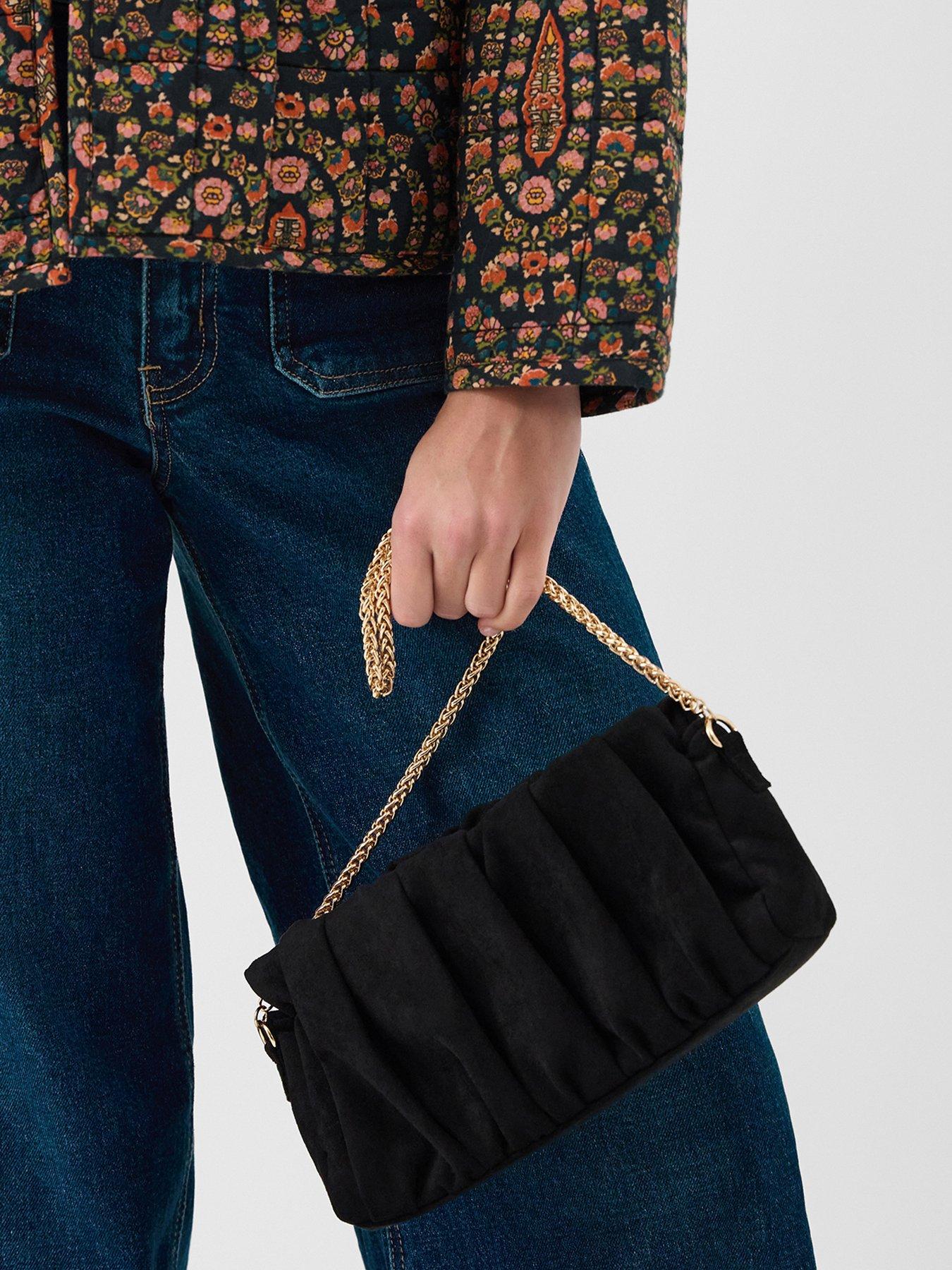  image of accessorize-suedette-ruched-clutch-bag