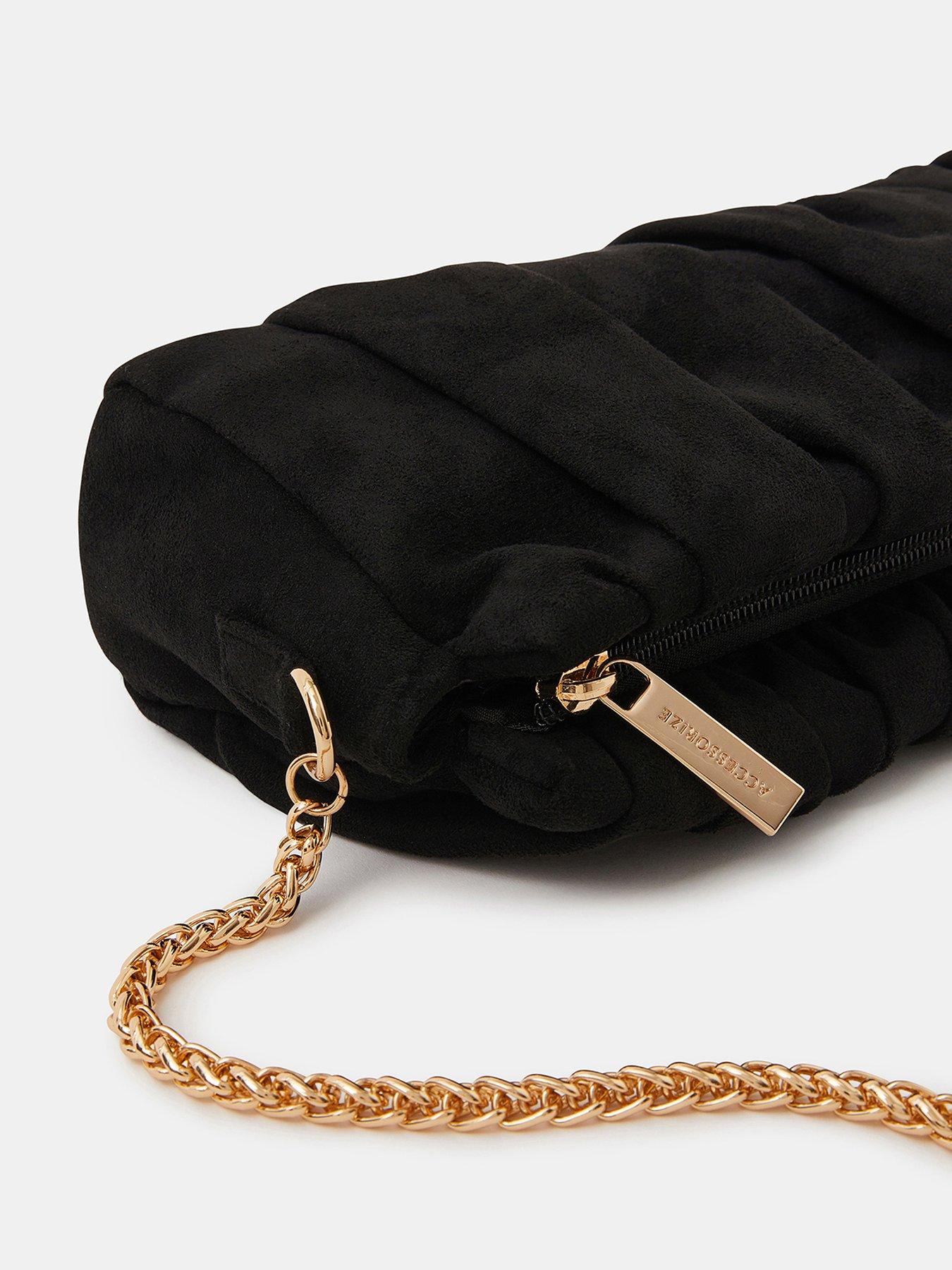  image of accessorize-suedette-ruched-clutch-bag