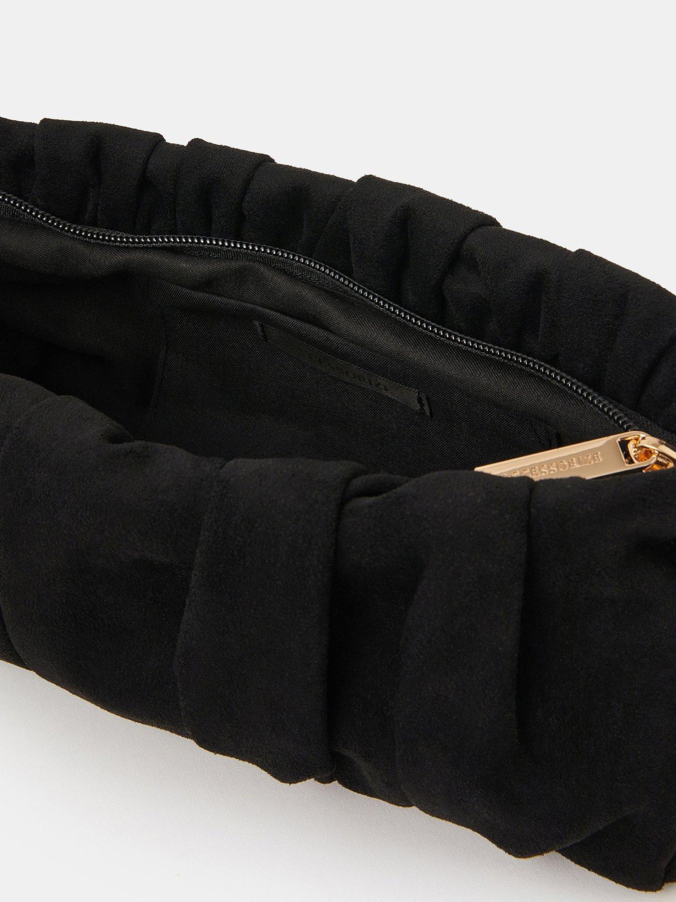  image of accessorize-suedette-ruched-clutch-bag