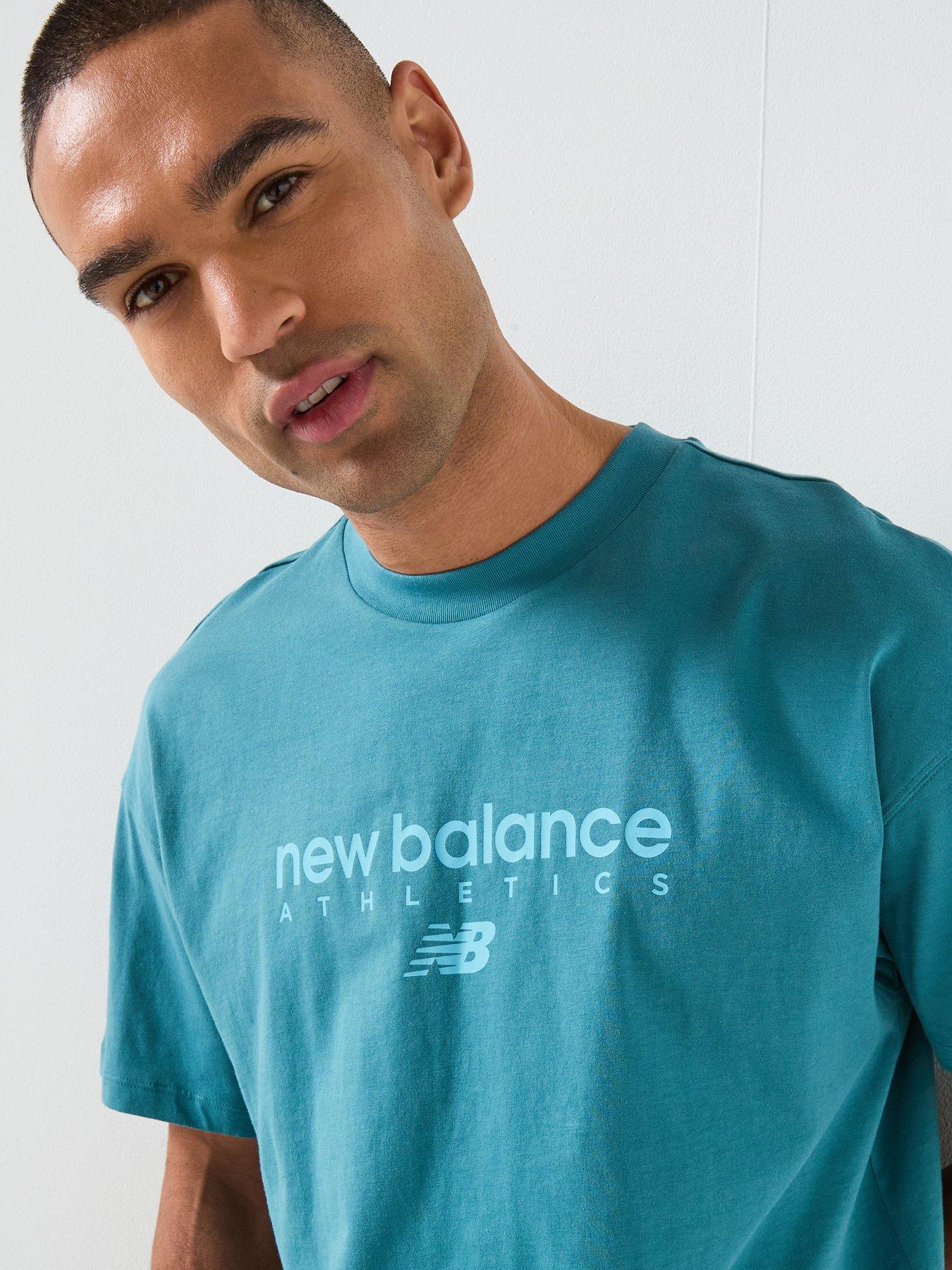 Image 4 of 5 of New Balance Mens Linear Graphic T-Shirt - Blue