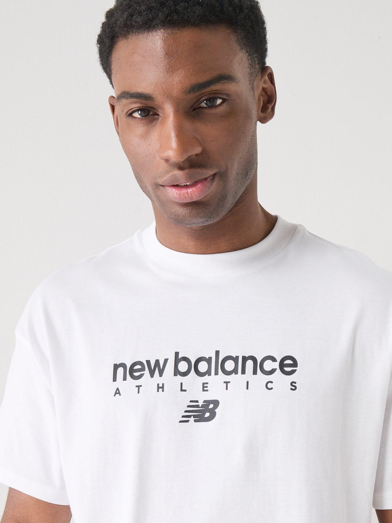 Image 4 of 4 of New Balance Mens Linear Graphic T-Shirt - White