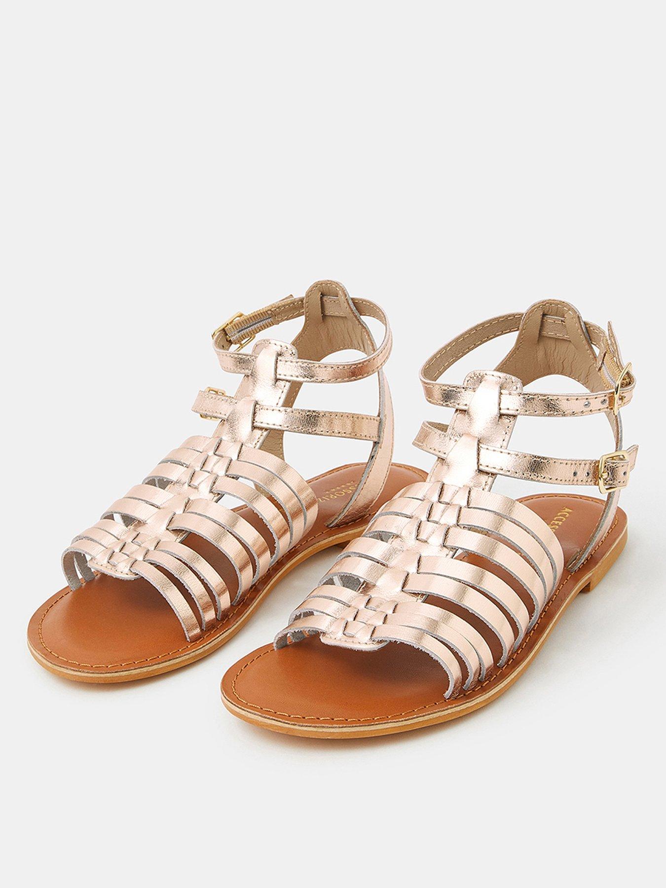 Image 2 of 3 of Accessorize Metallic Leather Gladiator Sandals