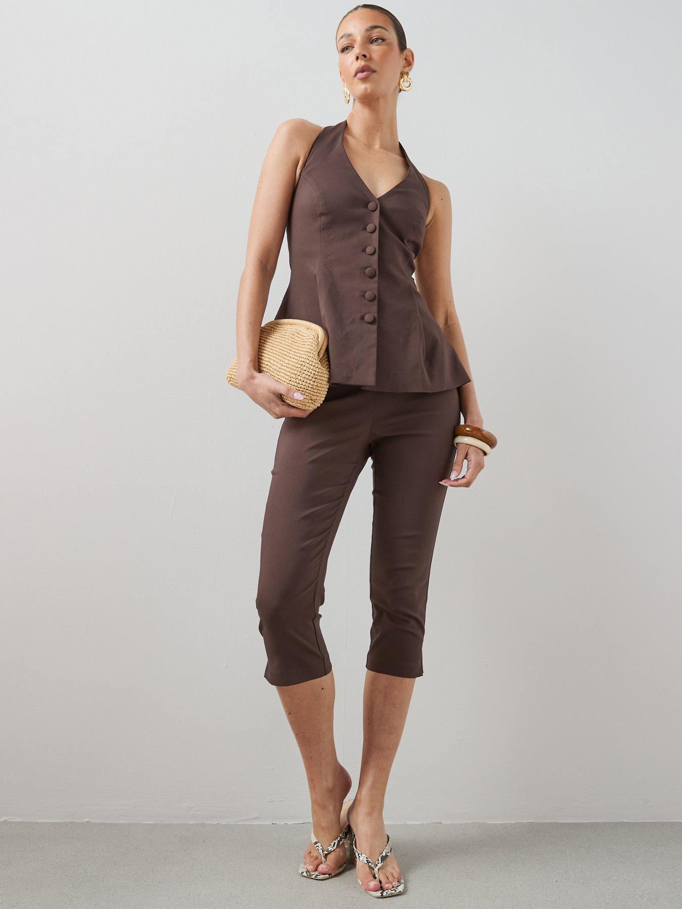 Image 3 of 6 of The Very Collection Capri Trouser - Brown