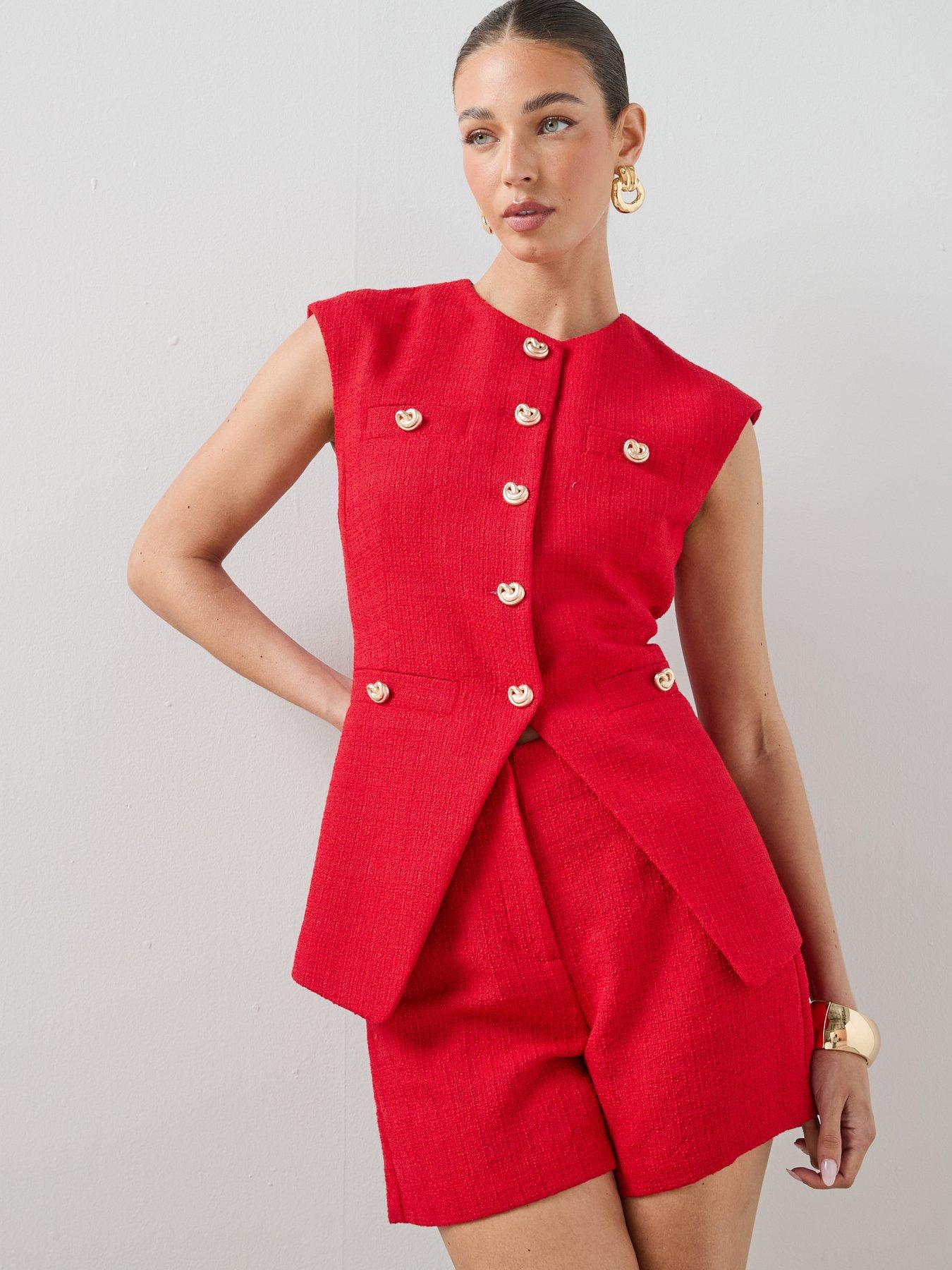 The Very Collection Boucle Waistcoat - Red